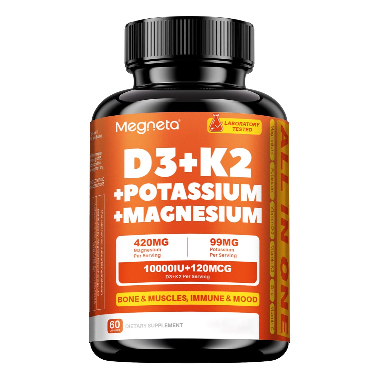 MEGNETA Vitamin D3 K2 Supplement 60 Capsules