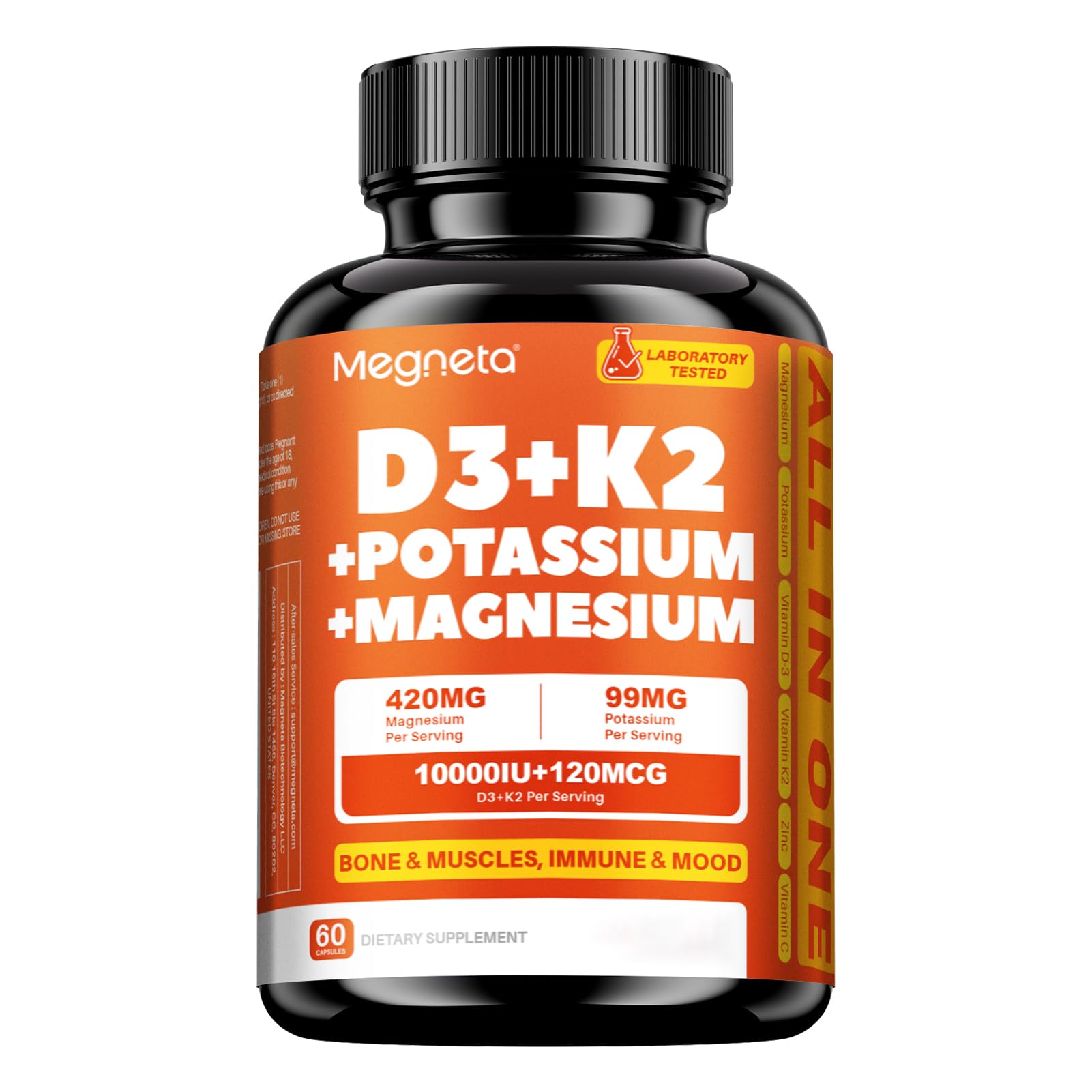 MEGNETA Vitamin D3 K2 Supplement 60 Capsules