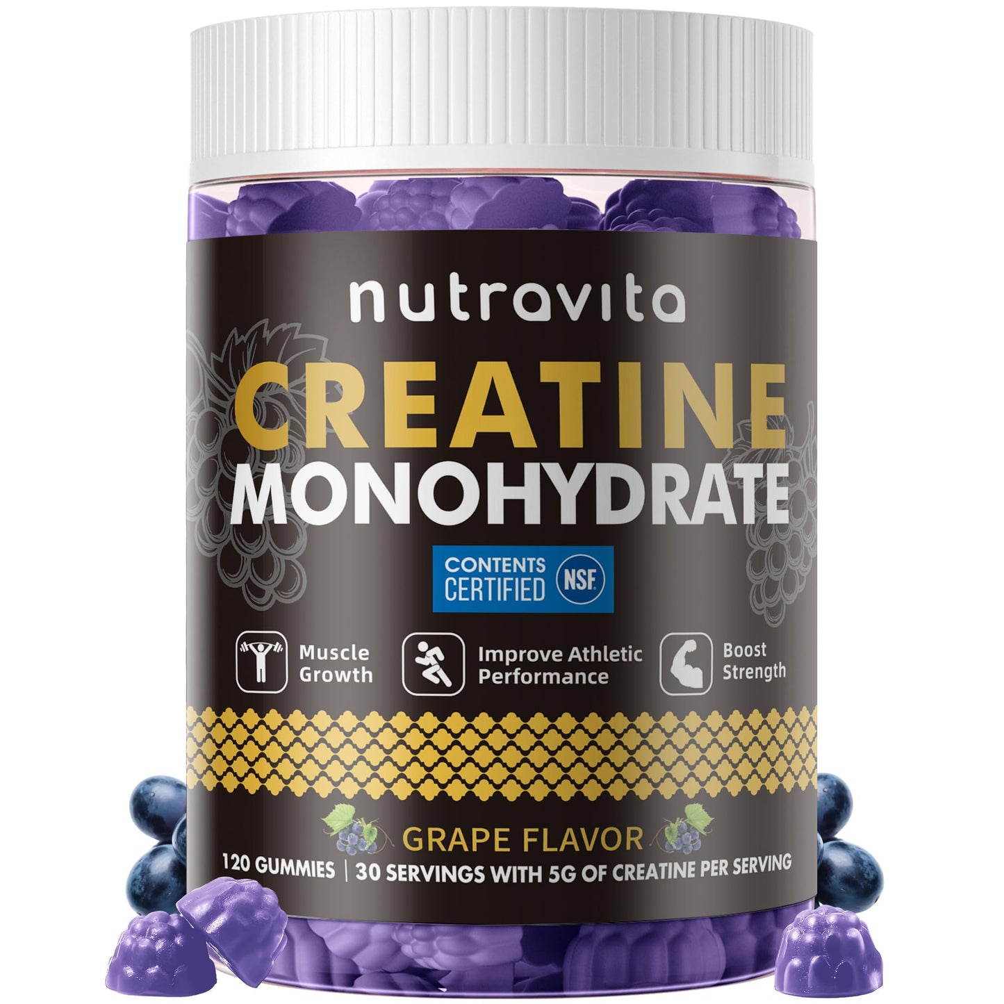 Nutravita Creatine Monohydrate Gummies, 120 Count