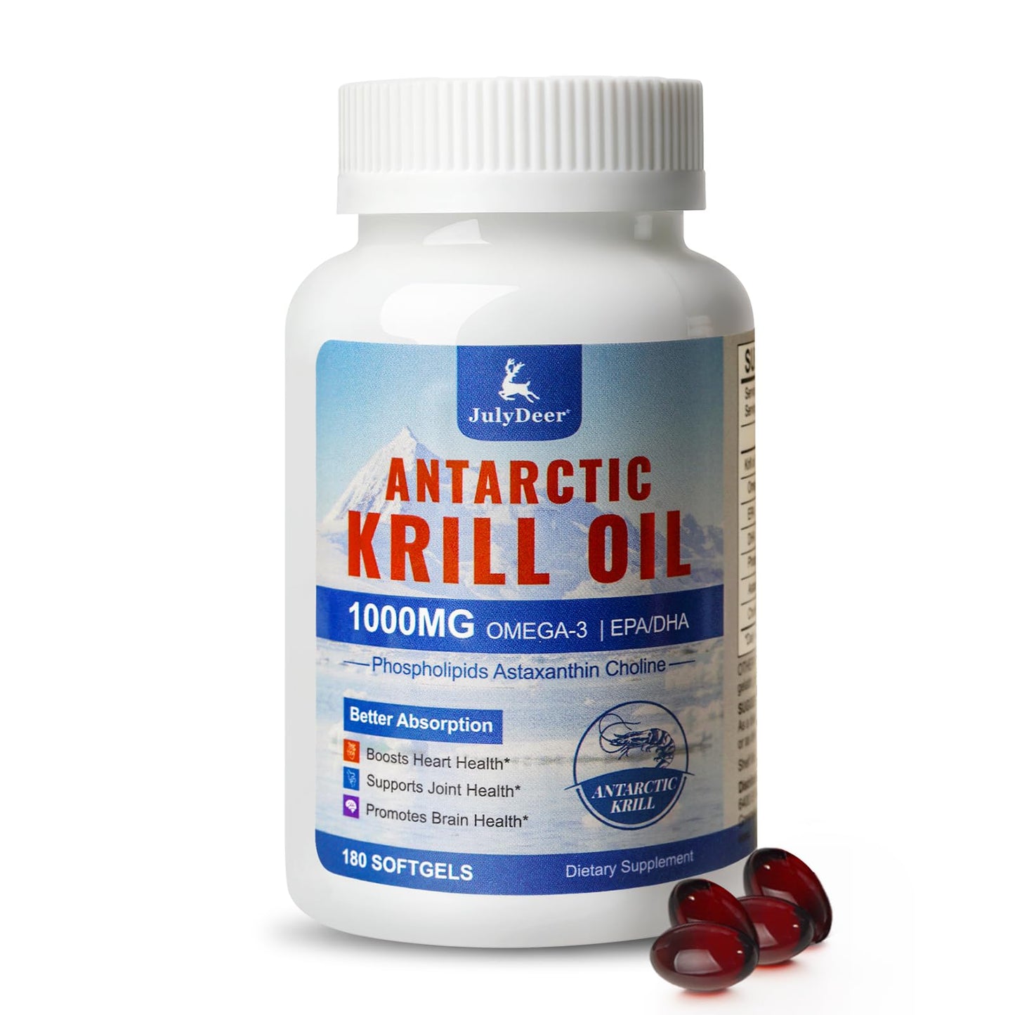 JulyDeer Krill Oil 1000 mg Softgels 180
