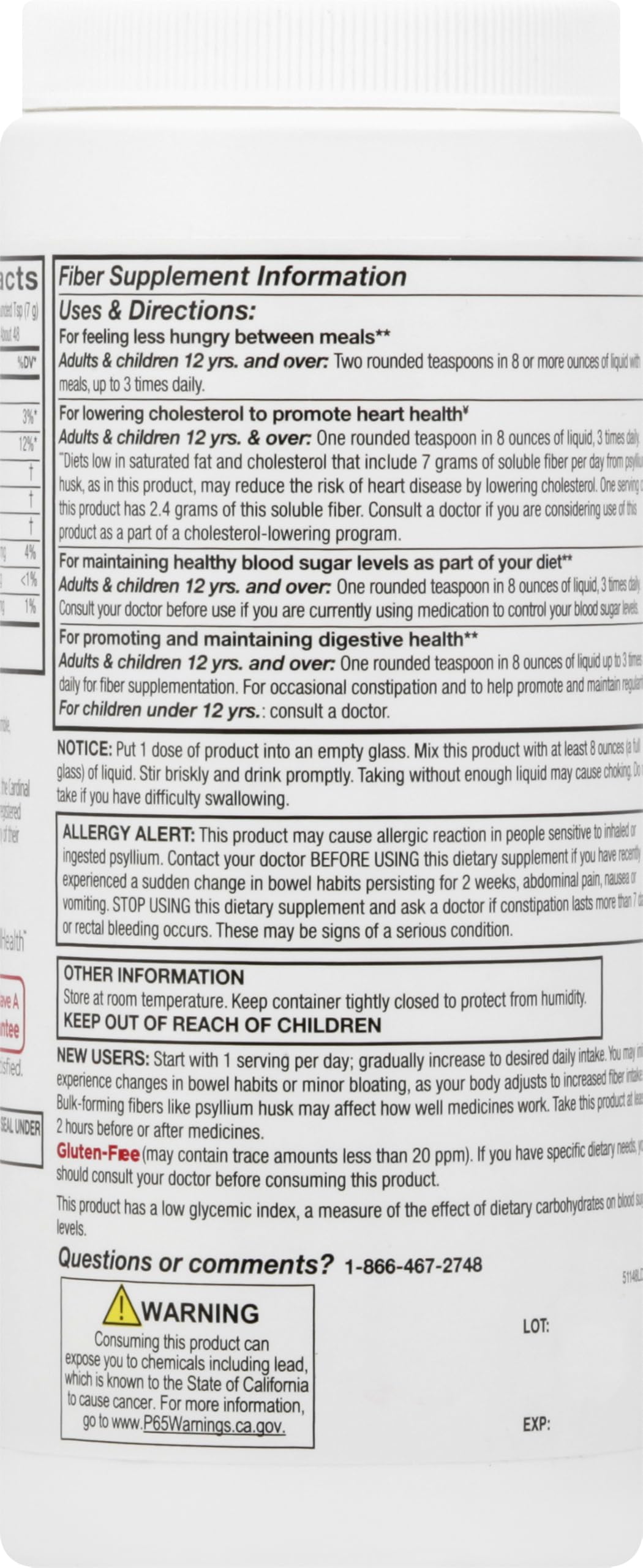 Leader Psyllium Husk Powder Supplement 4-in-1 Fiber for Digestive Health, 13 oz
