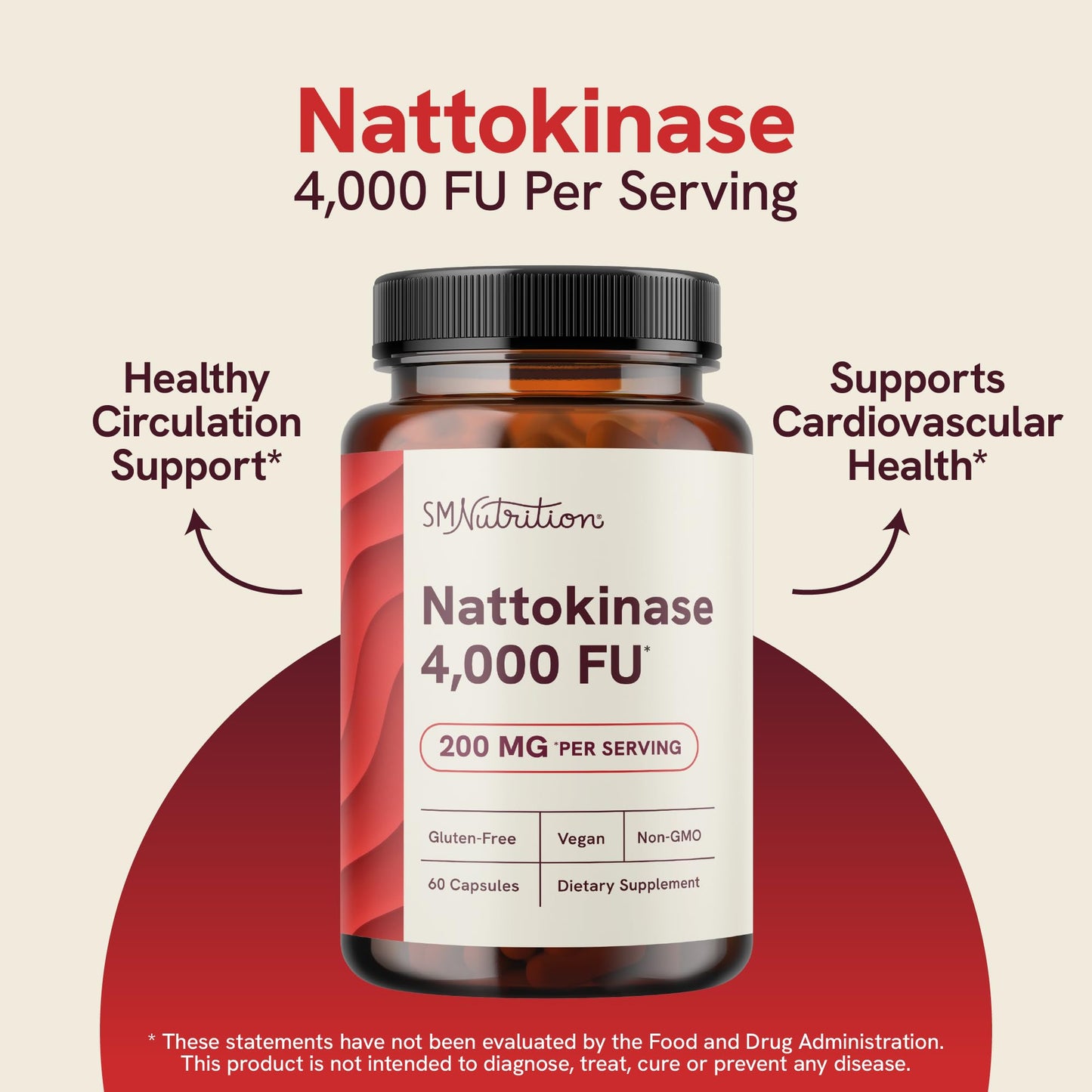 SMNutrition Nattokinase Supplement 4000 FU Capsule, 60 Capsules