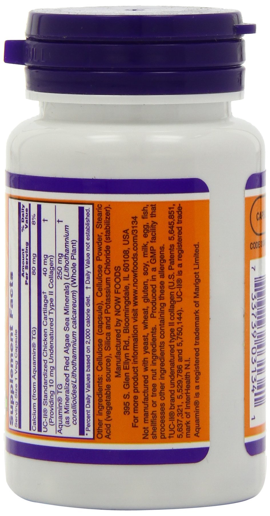 NOW Foods UC II Joint Health Undenatured Type II Collagen Capsules, 120 VegiCaps