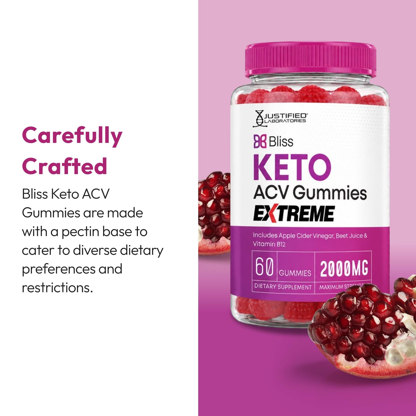 Justified Laboratories Bliss Keto ACV Gummies Extreme (2000 mg), 180 Gummies