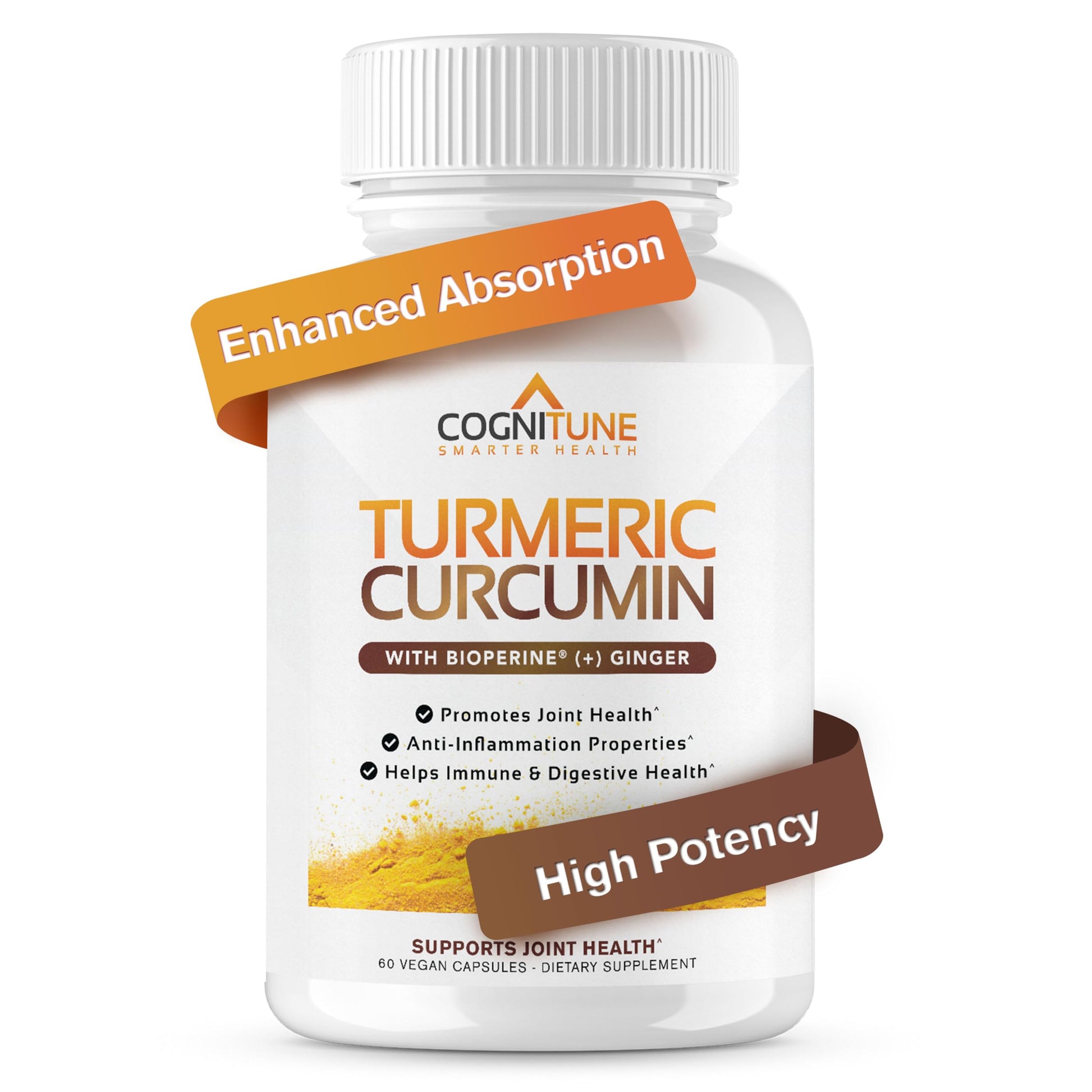 CogniTune Organic Turmeric & Ginger with BioPerine Capsules, 60