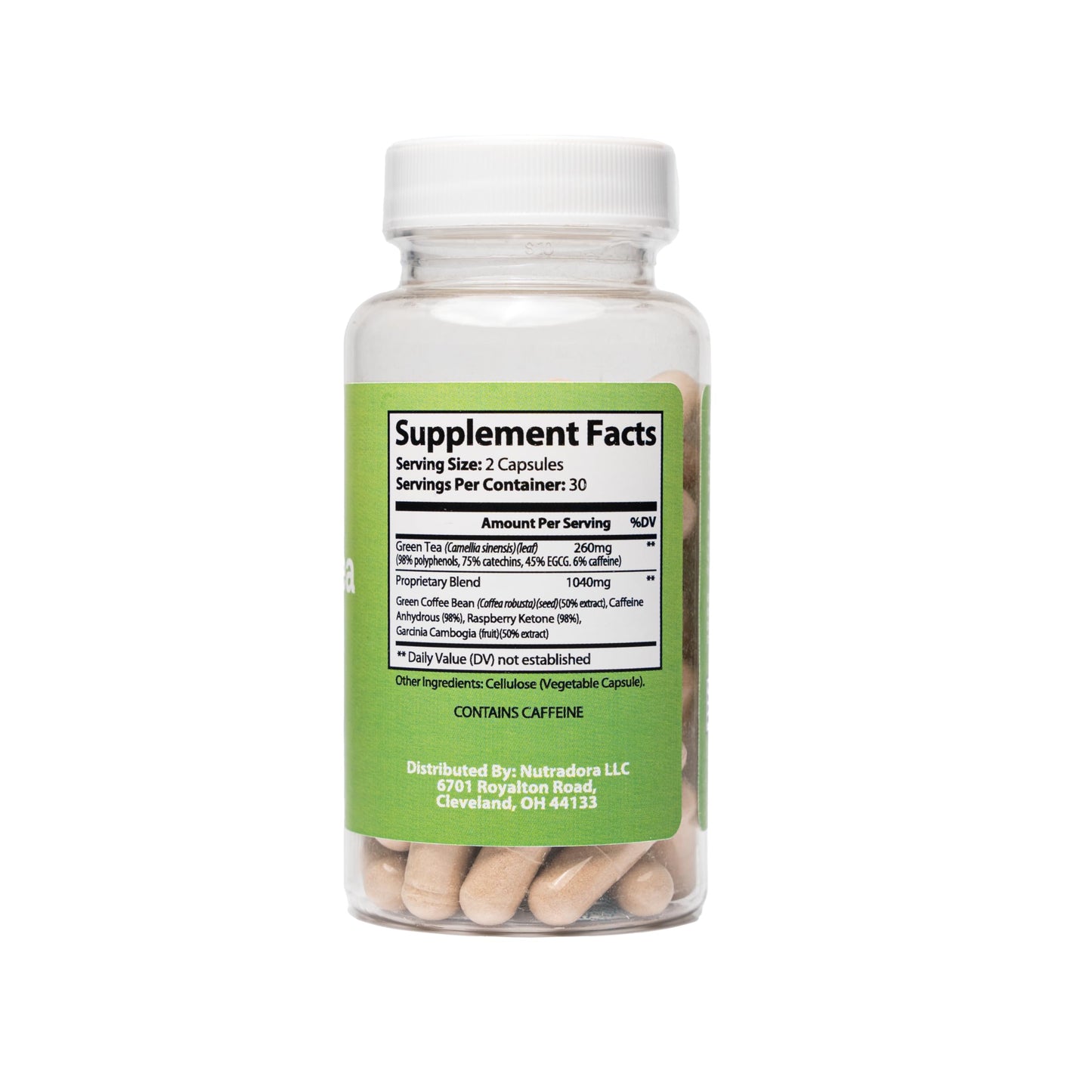 Nutradora Green Tea Extract Capsules with EGCG and Green Coffee Bean Extract, Organic Herbal Supplement, 60 Capsules