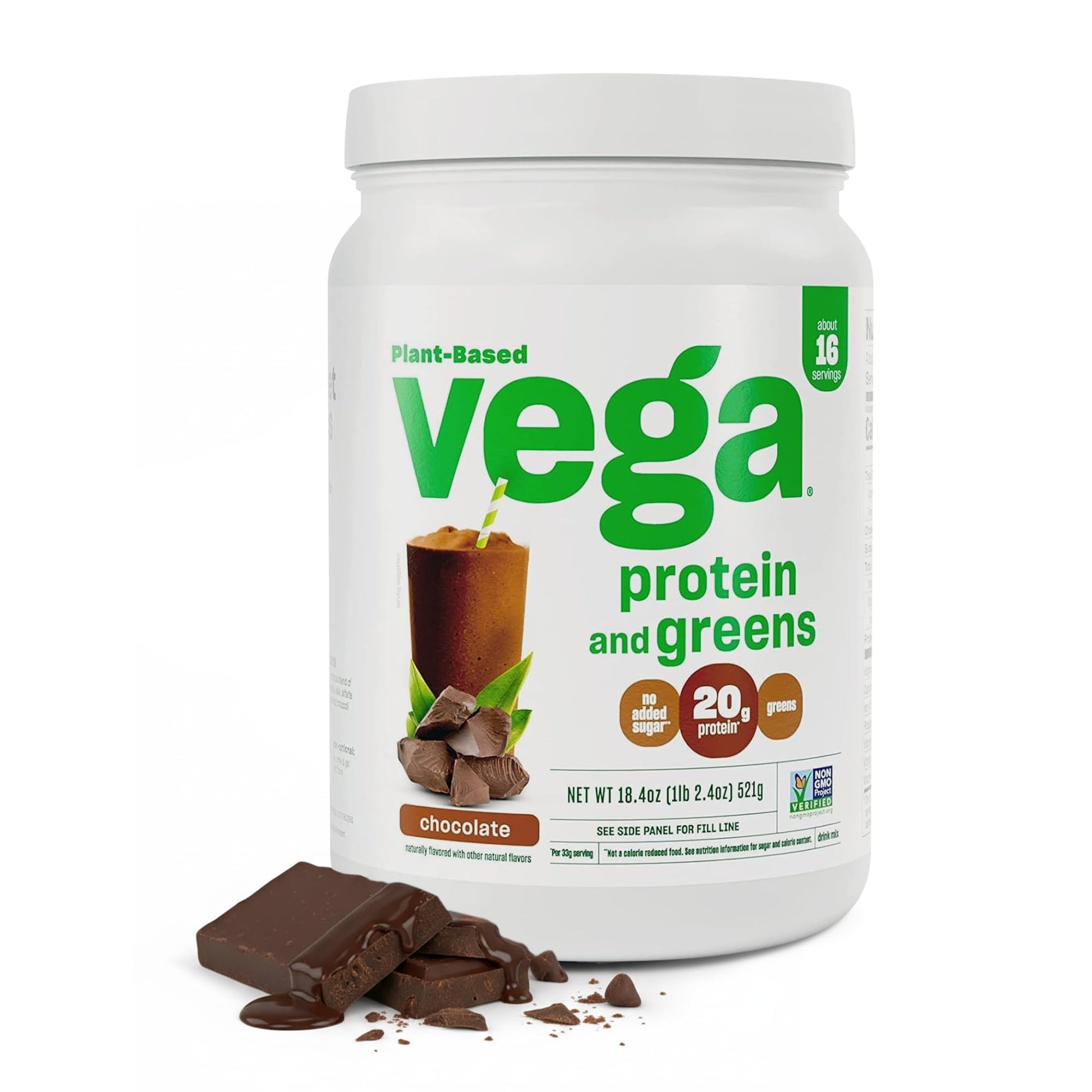 Vega Premium Protein + Supergreens Protein Powder, Chocolate 18.4