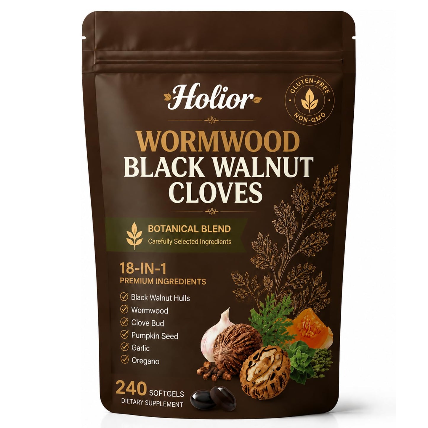Herbeya Holior Wormwood Black Walnut Cloves Capsule 1 Count