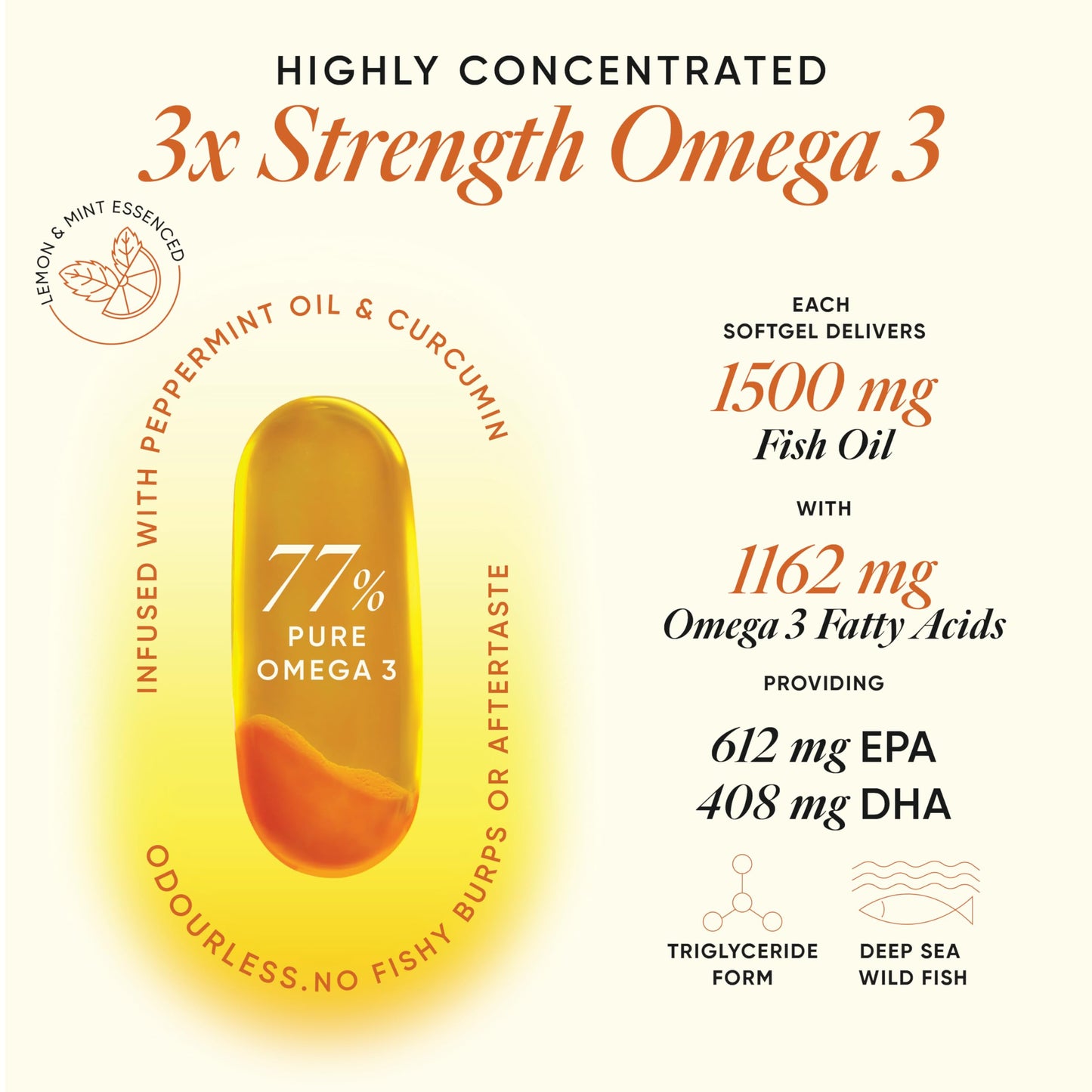 WELLBEING NUTRITION Extra Virgin Fish Oil 1240mg Omega-3 Capsules, 60 Count