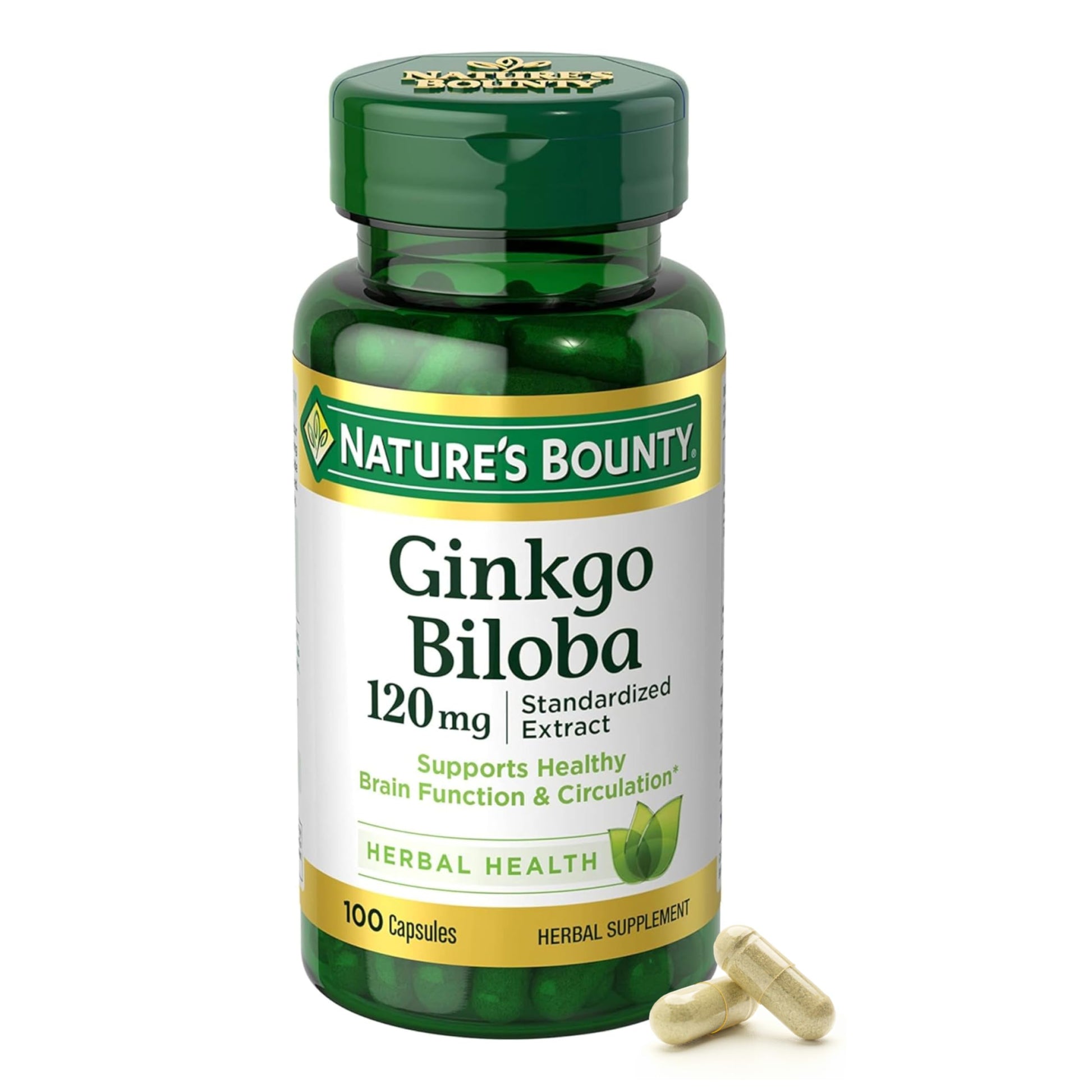 Nature's Bounty Ginkgo Biloba 120mg Capsules, 100 Capsules