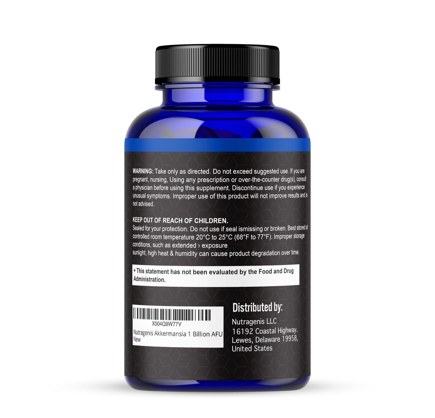 Nutragenis Akkermansia Muciniphila Probiotic Capsules 60 Count – 1 Billion AFU with 390 mg Inulin Prebiotic Fiber, Gut Health & Metabolism Support, Daily Probiotic for Men & Women