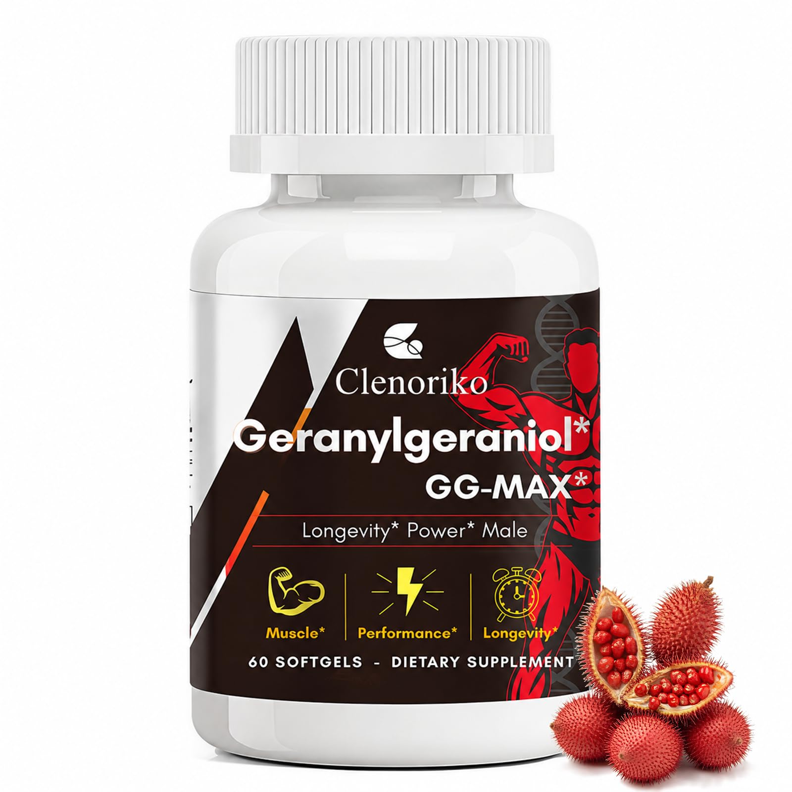 Clenoriko GG-Max Geranylgeraniol GG Supplement 300mg for Men Softgels, 60 Count