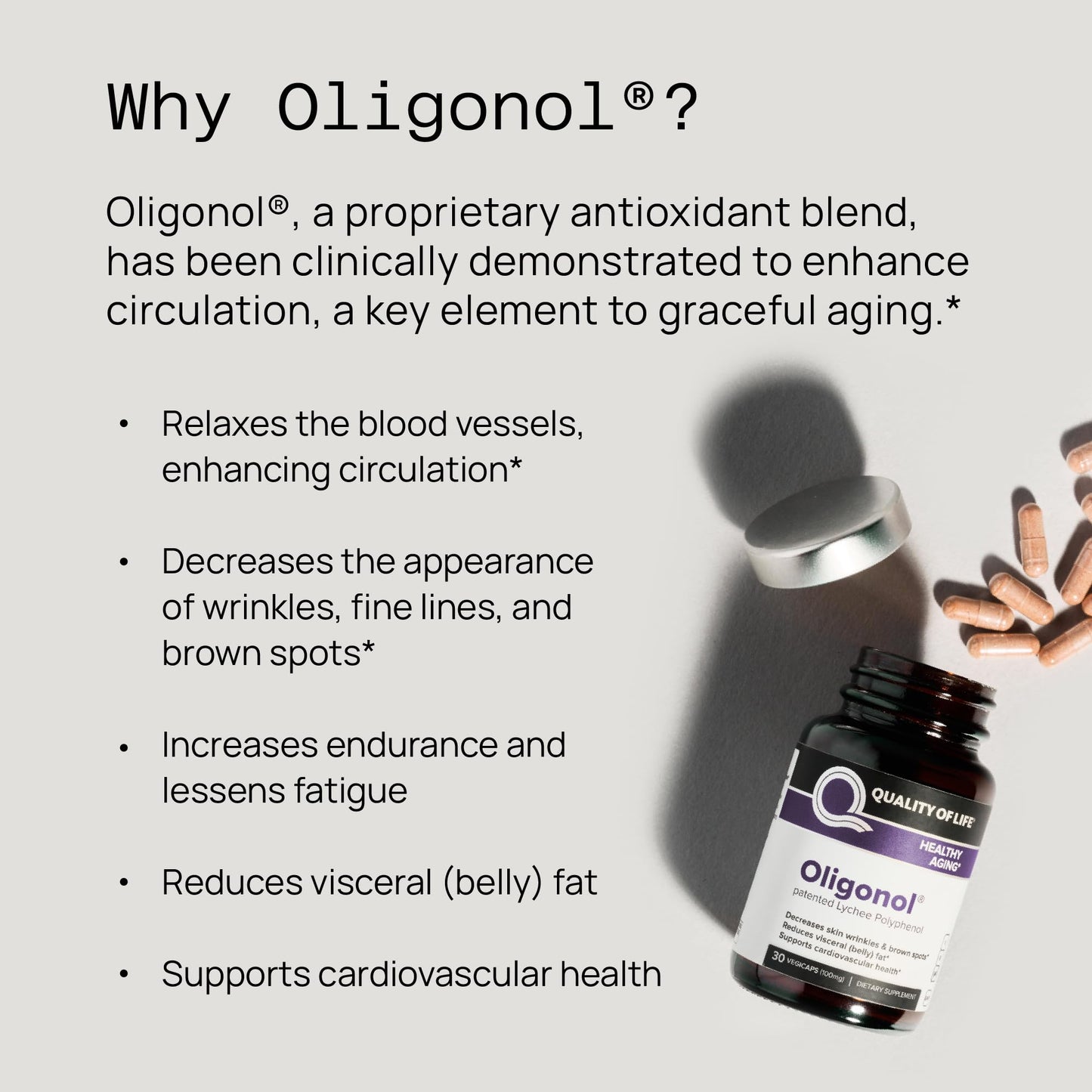 Quality of Life Oligonol Premium Anti Aging Supplement Capsules 30