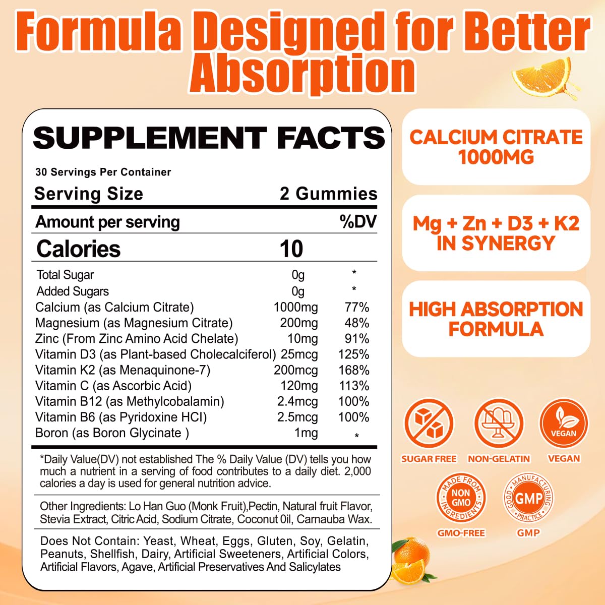 Fajeckma Calcium Magnesium Zinc Gummies, 120 Gummies