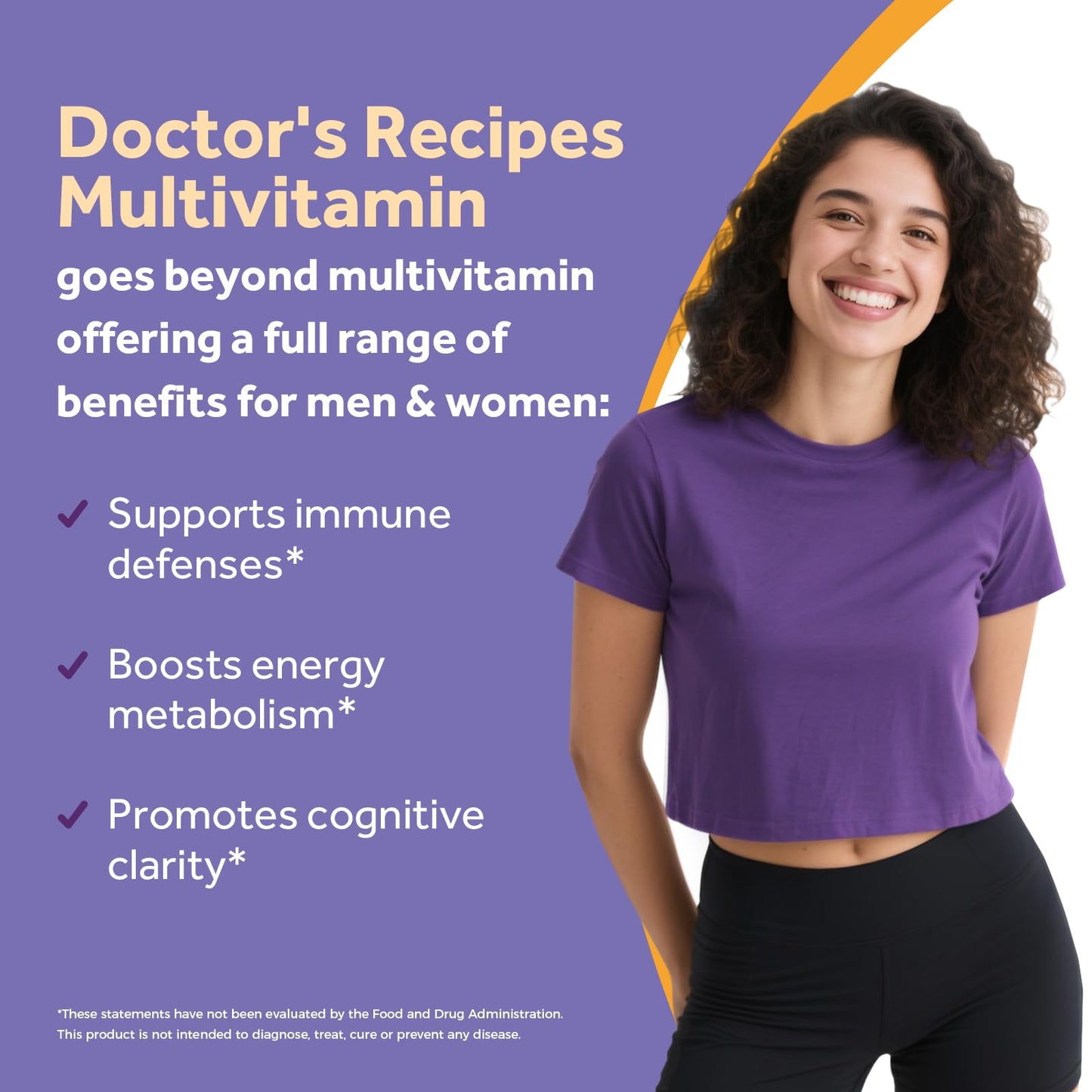 Doctor's Recipes Multivitamin for Women & Men, Immune, Energy & Brain Health Support, 90 Tablets