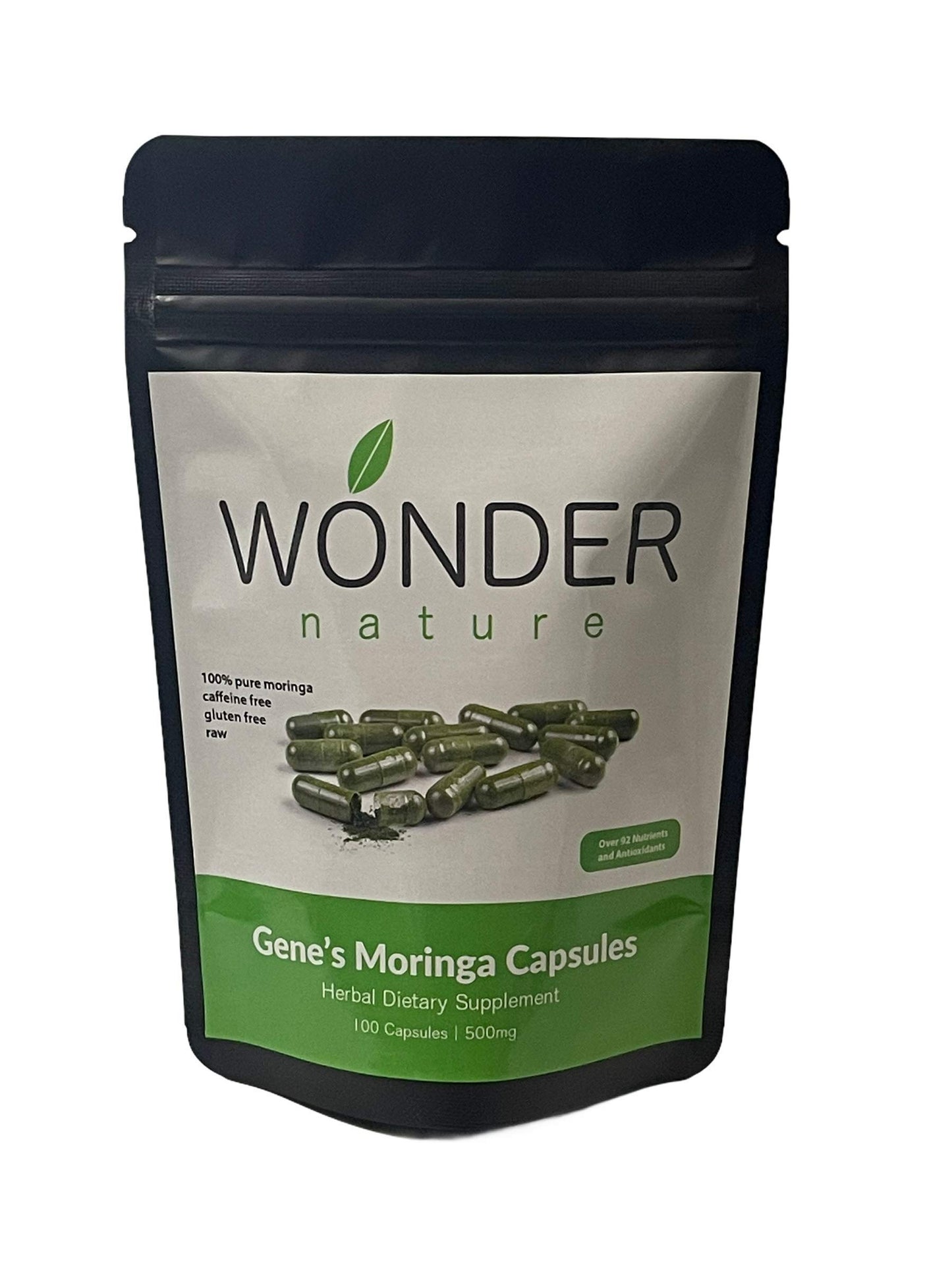 Wonder Nature Moringa Fine Green Powder Capsules, 100 Count