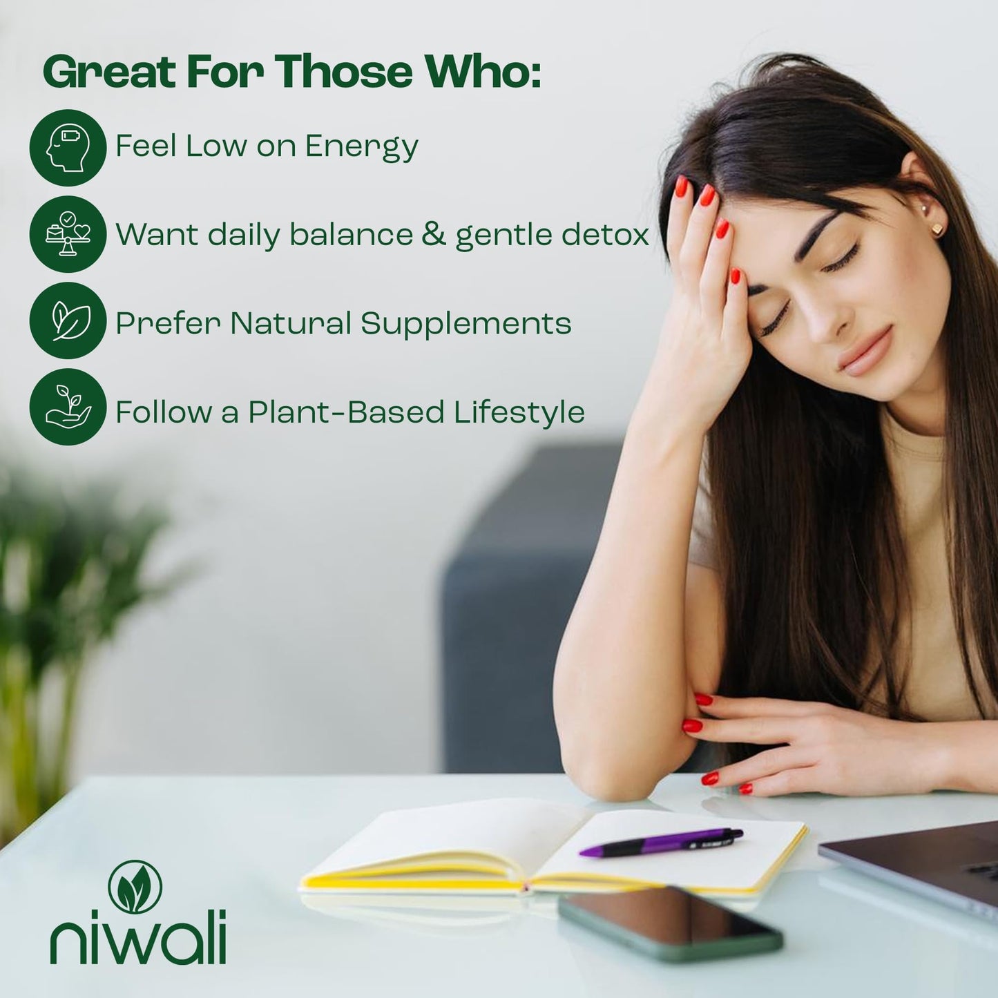 NIWALI Moringa Oleifera + Leaf Nutritional Supplement 90 Capsules