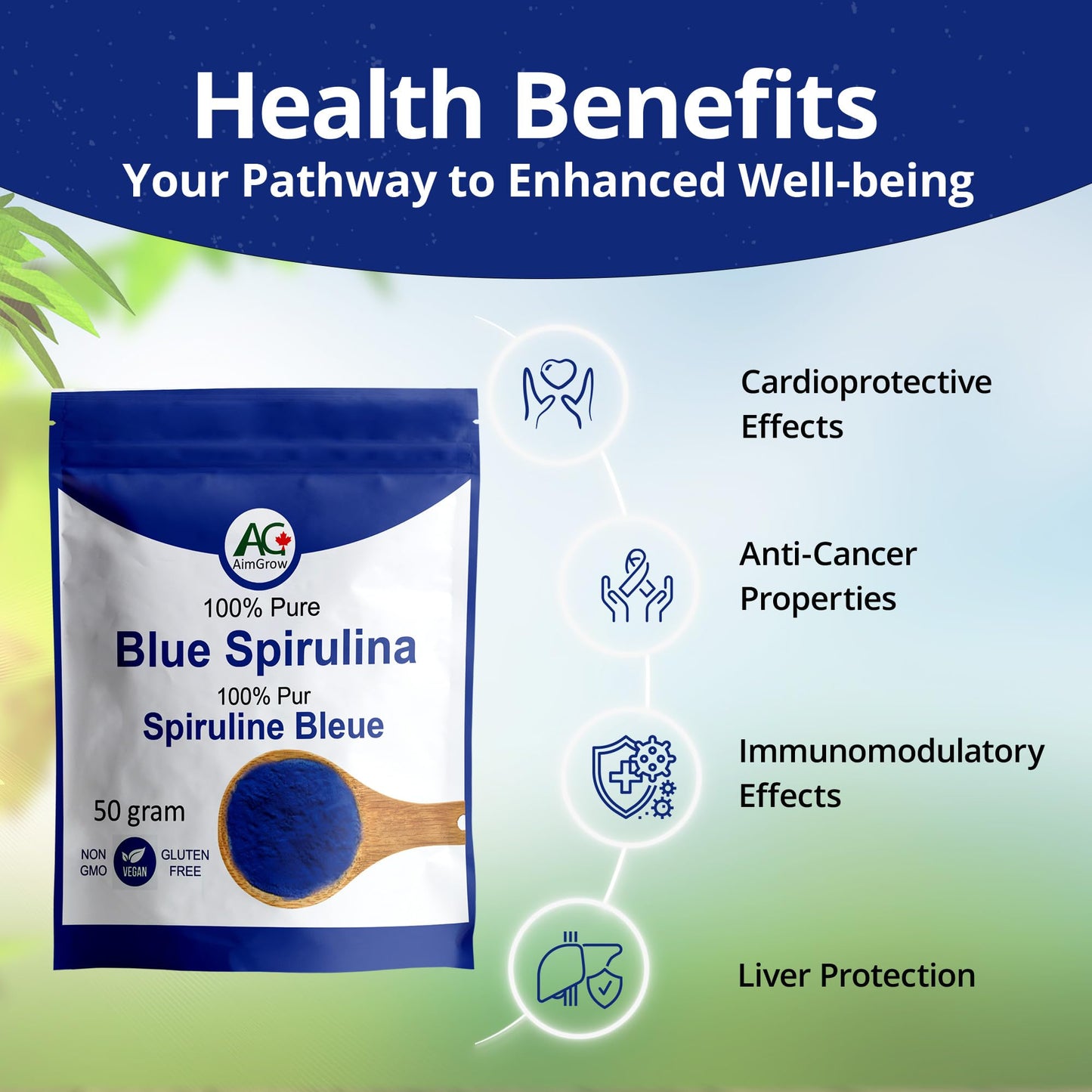Aimgrow Blue Spirulina Powder, 50 Grams
