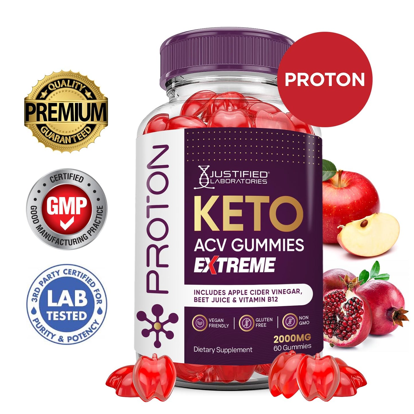 Justified Laboratories Proton Protein Keto ACV Gummies 600 Count