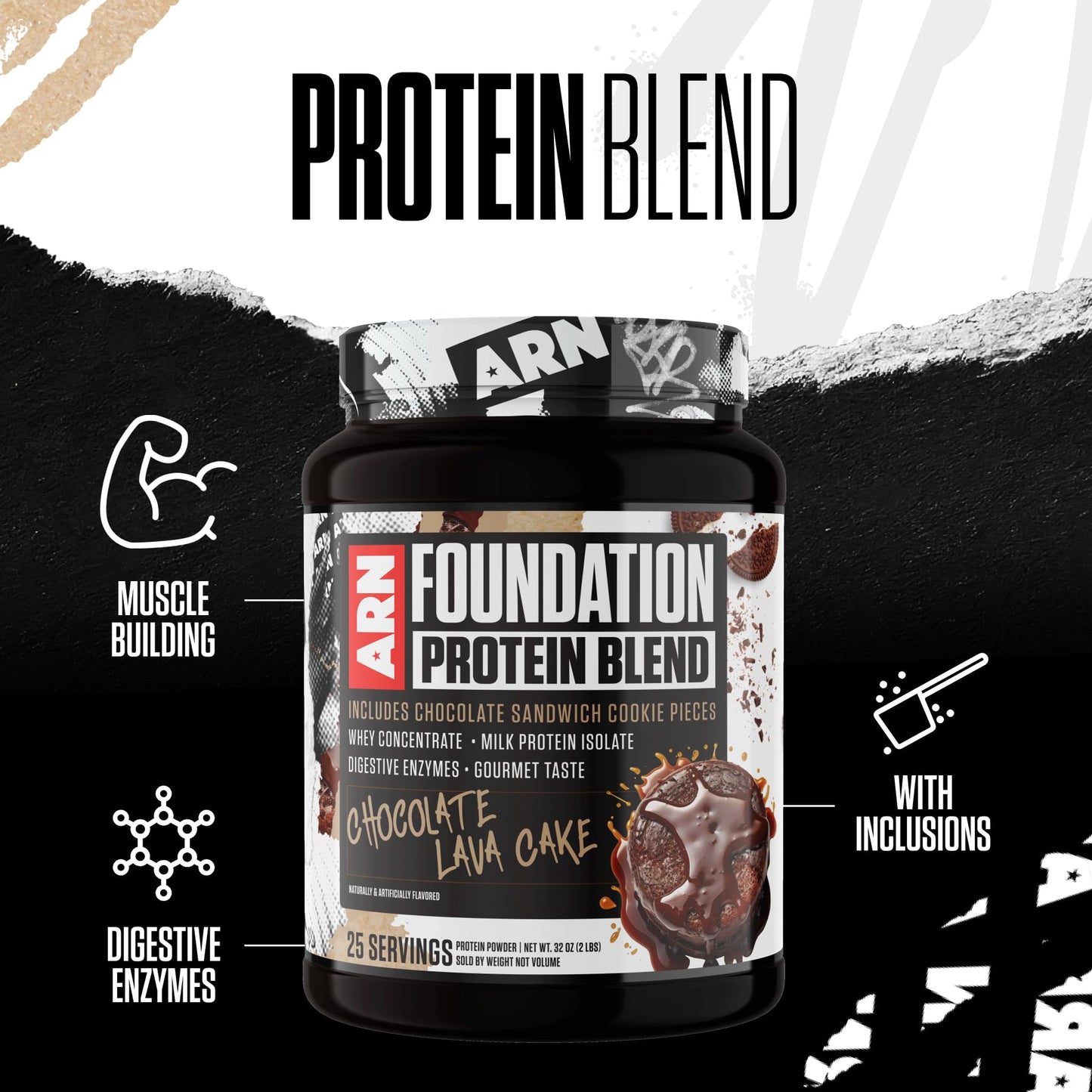 Arms Race Nutrition Foundation Protein Blend Vanilla Waffle Cone Powder 32 Servings