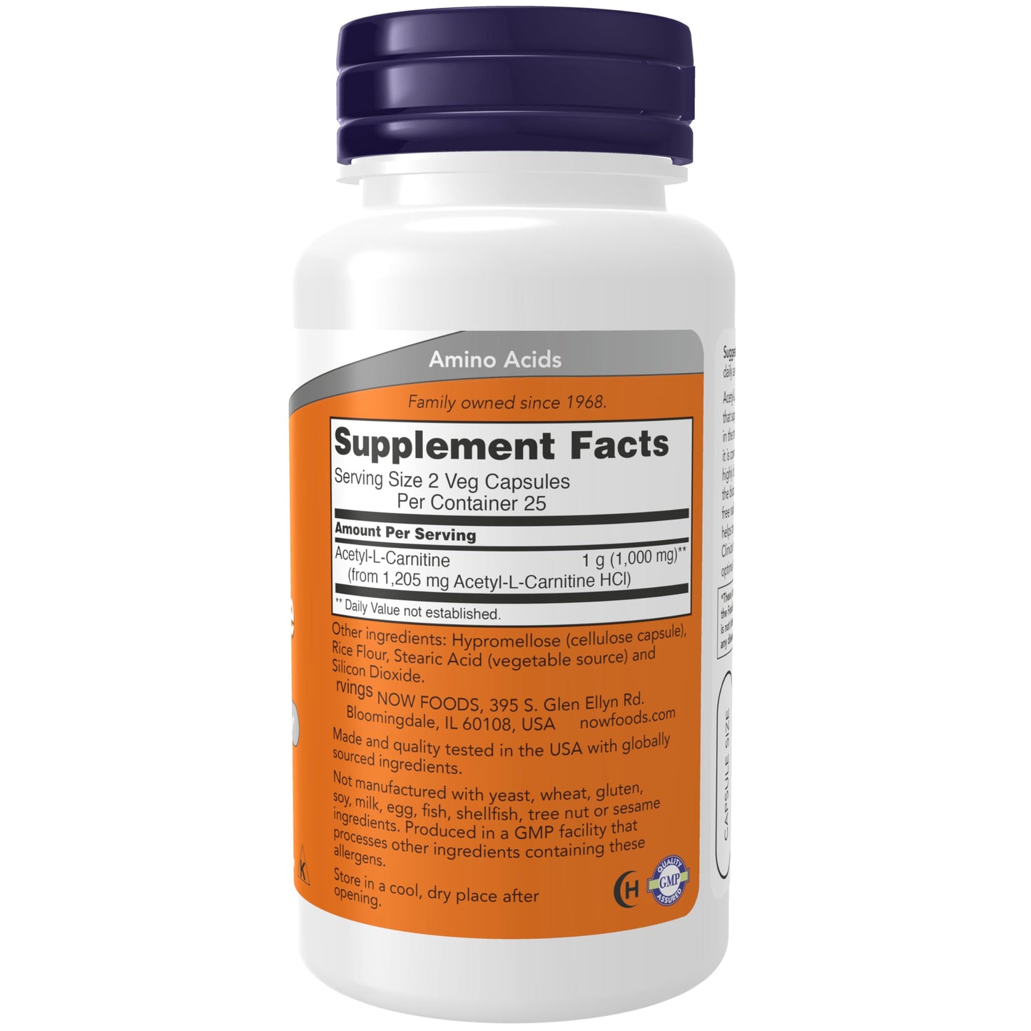 NOW Foods Acetyl-L-Carnitine 500 mg Capsule, 50 Veg Capsules