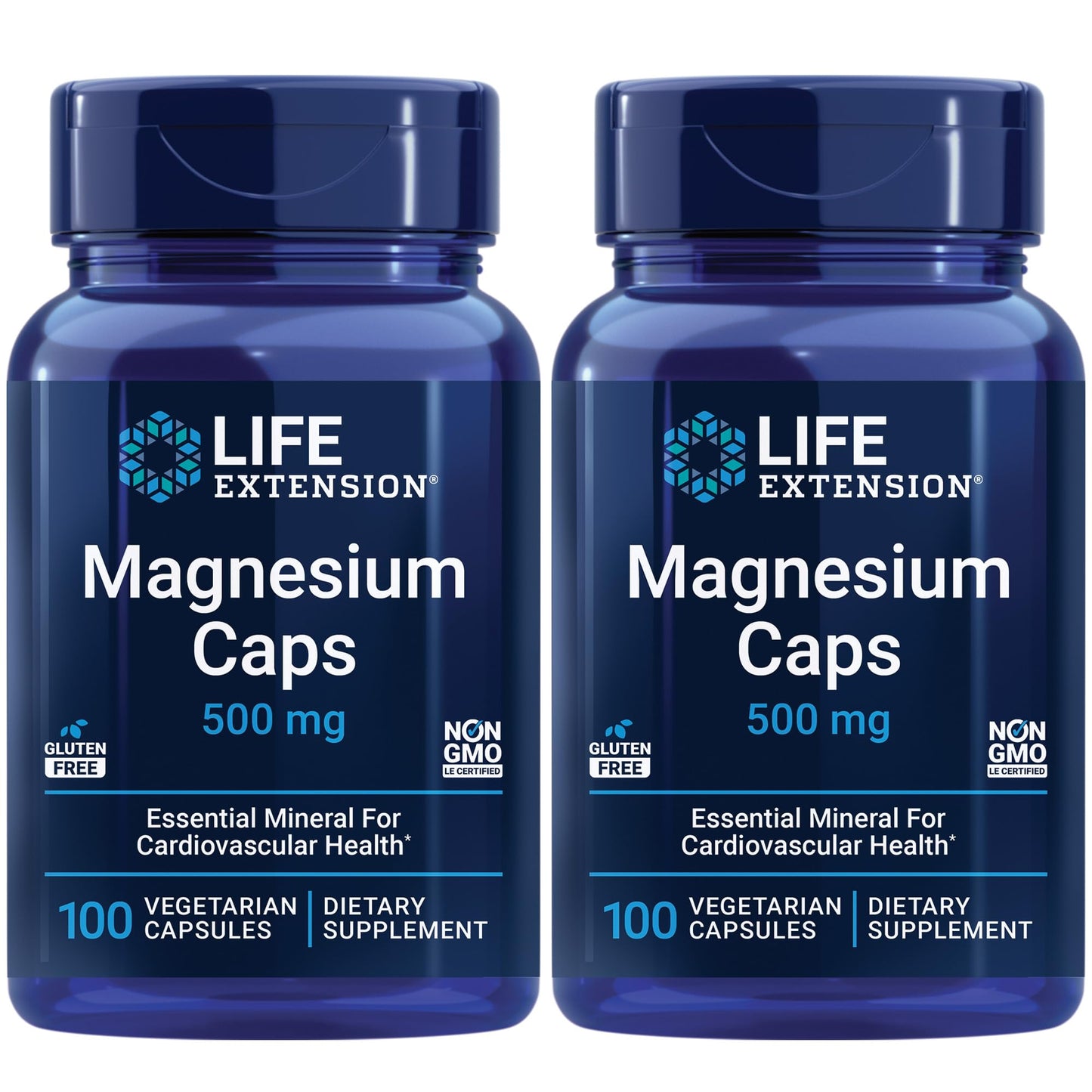 Life Extension Magnesium Caps 500 mg Magnesium Succinate, Heart Health, Healthy Bones, Metabolism Support, 200 Vegetarian Capsules