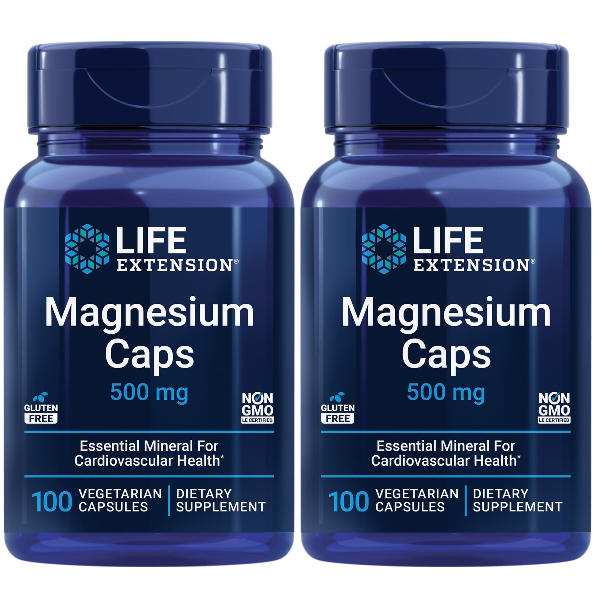 Life Extension Magnesium Caps 500 mg Magnesium Succinate, Heart Health, Healthy Bones, Metabolism Support, 200 Vegetarian Capsules