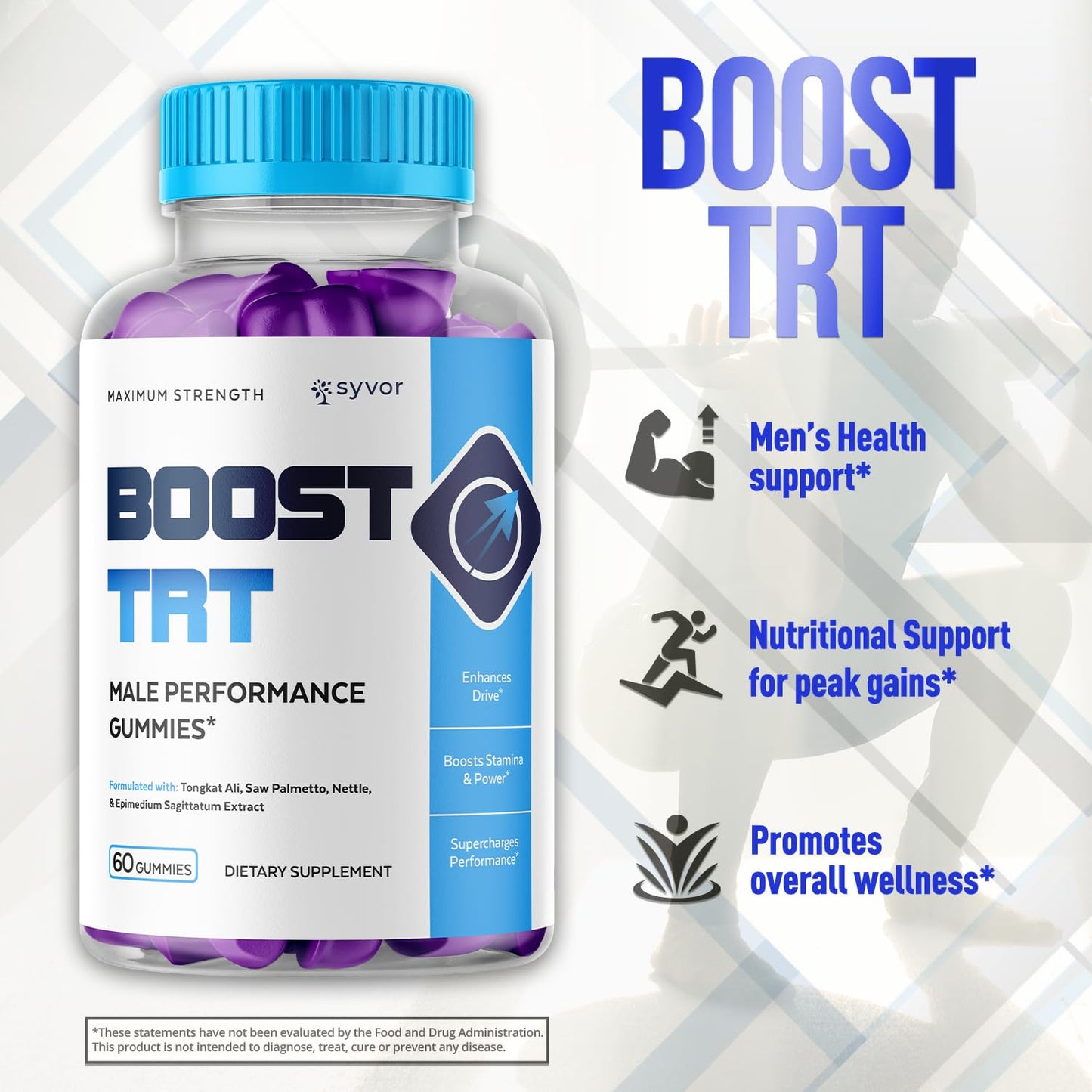Syvor Boost TRT Gummies for Men, 60 Gummies