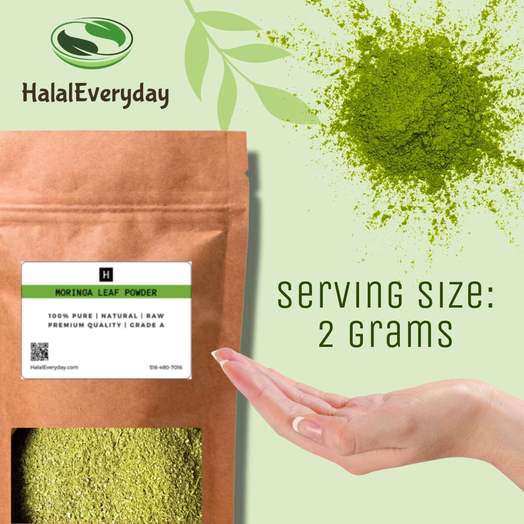 HalalEveryDay Moringa Leaf Powder, 16 Ounce Bag