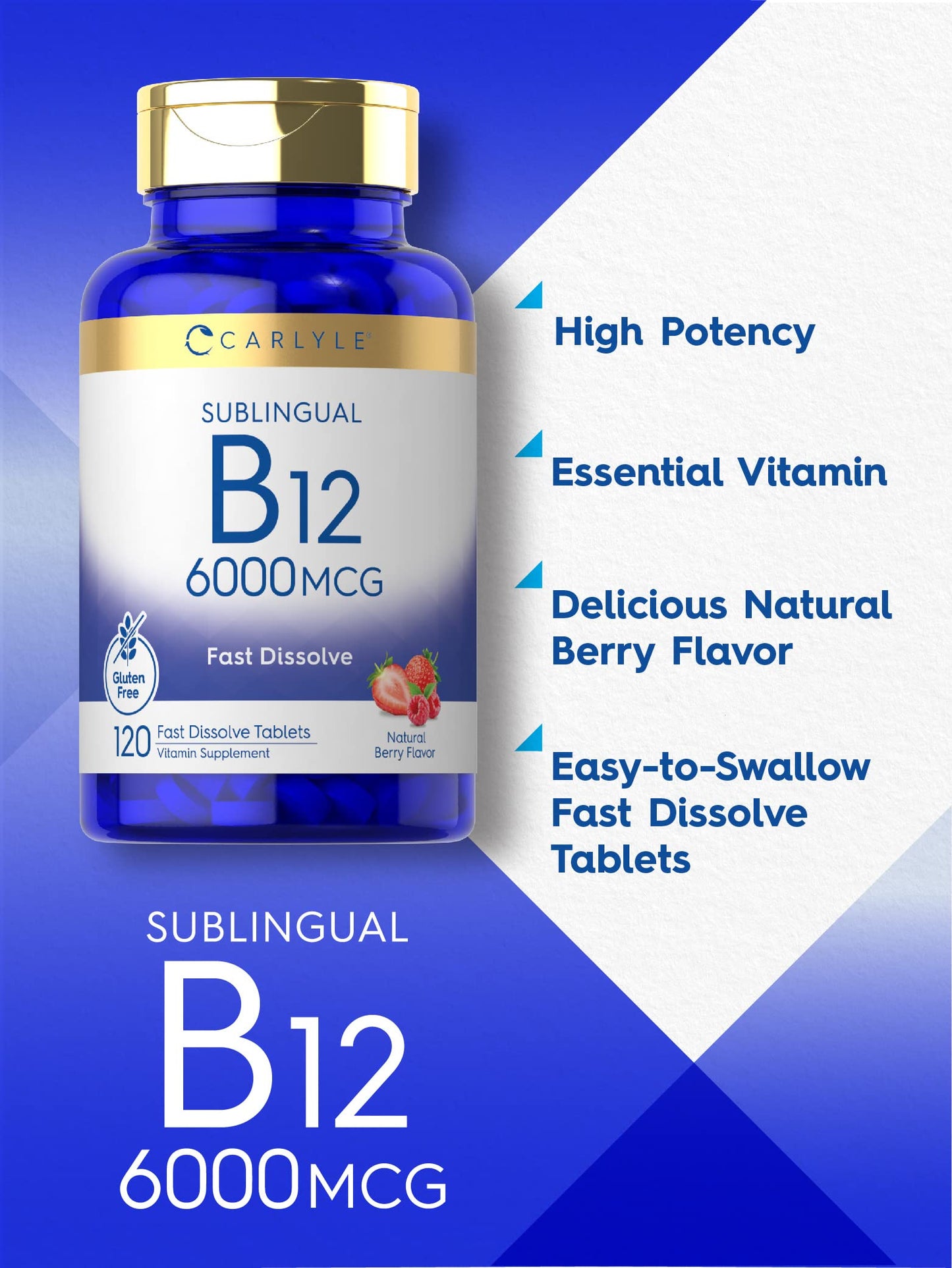 Carlyle Vitamin B-12 6000mcg Fast-Dissolve Tablets 120 Count