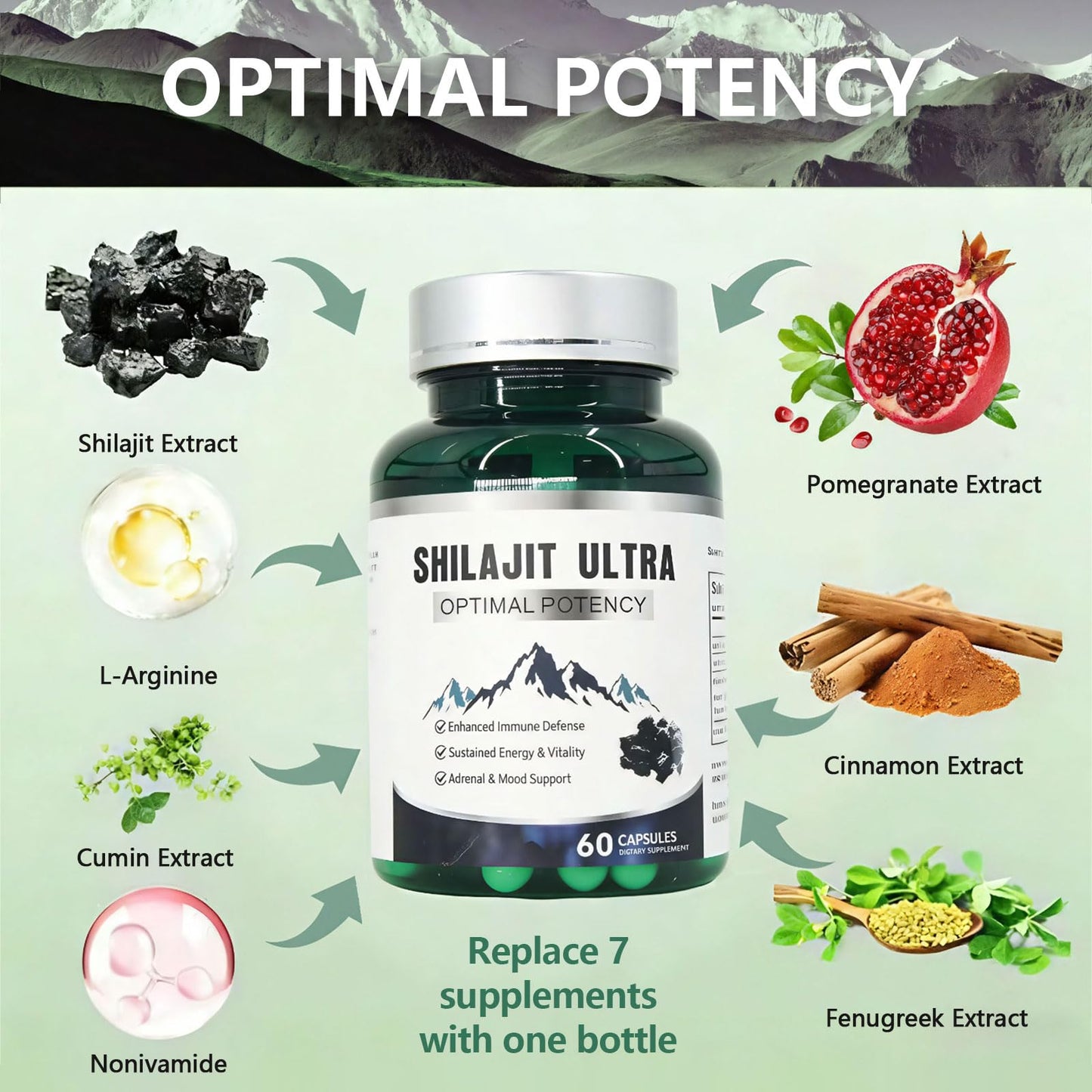 KEGECOL Shilajit Capsules 1,300mg with 50% Fulvic Acid & L-Arginine – Stamina, Energy & Immune Support, 60 Capsules