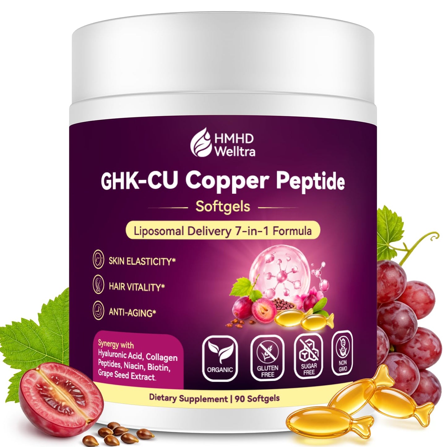 HMHDWelltra GHK-CU Peptide Supplement Softgel 90 Count