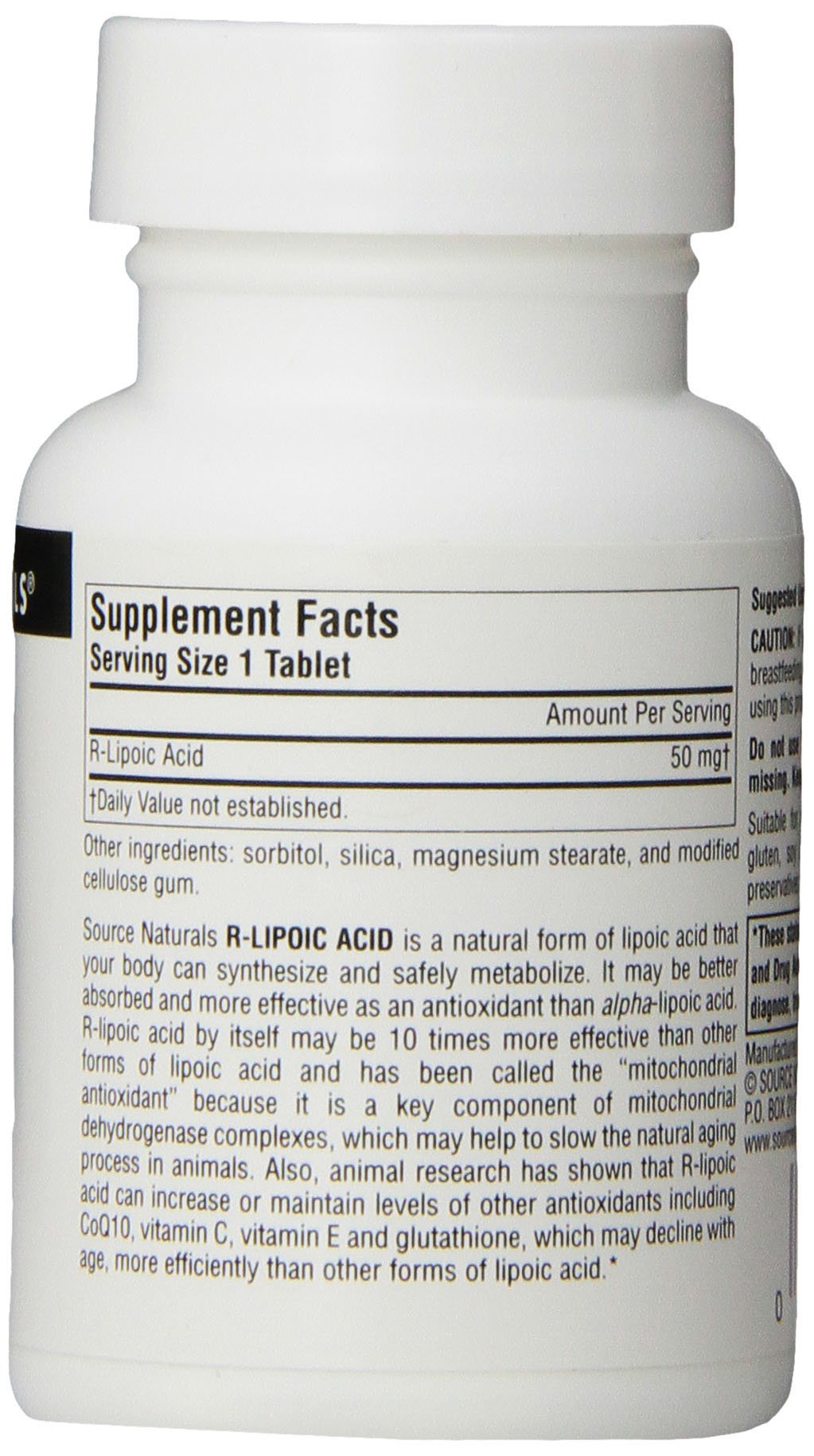 Source Naturals R-Lipoic Acid 50mg Tablets, 60 Tablets