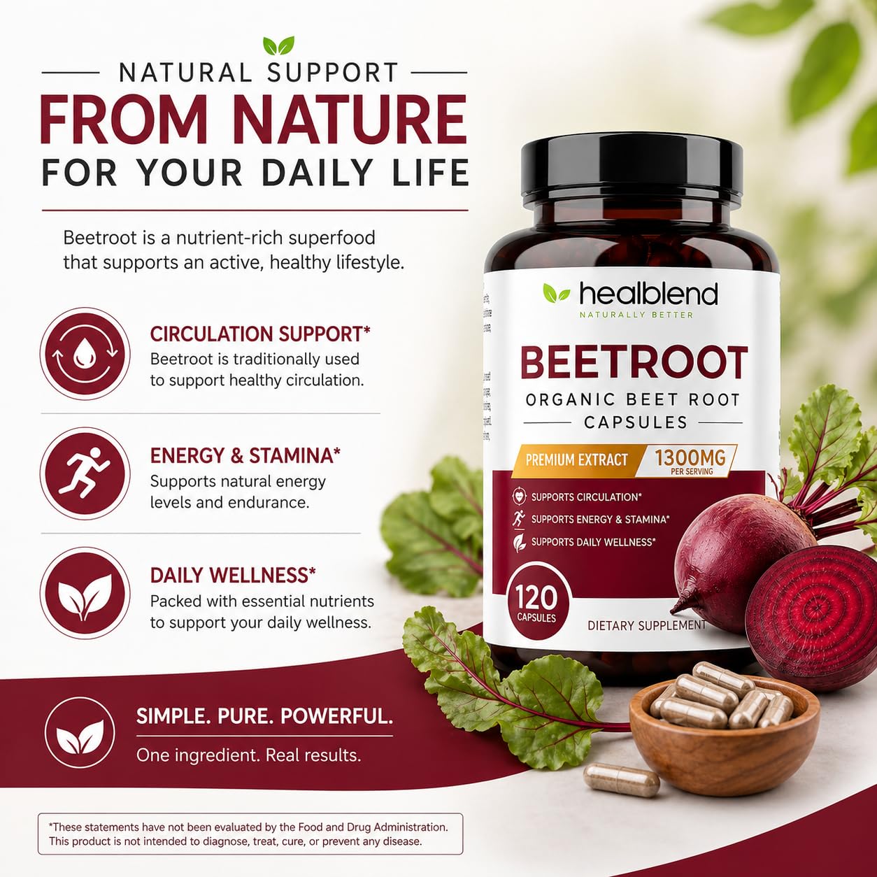 Healblend Organic Beet Root Capsules 120 Count