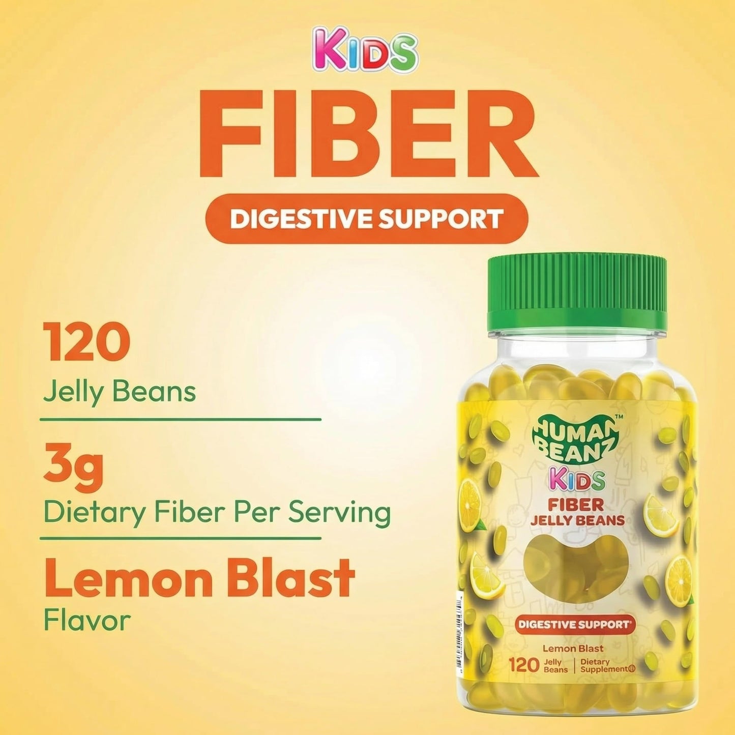Human Beanz Fiber Jelly Bean Gummies for Kids, 120 Gummies
