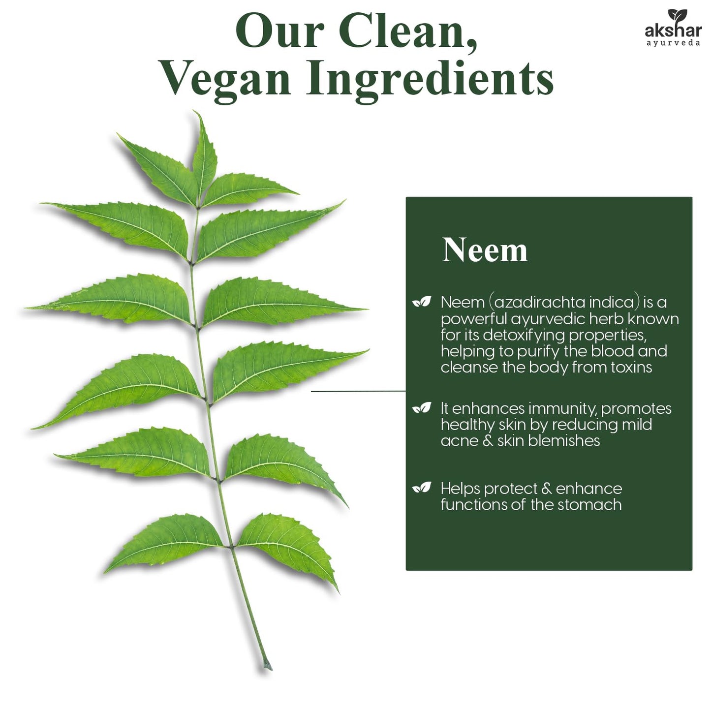 AKSHAR Neem Extract and Neem Leaf Powder Capsules, 60 Count