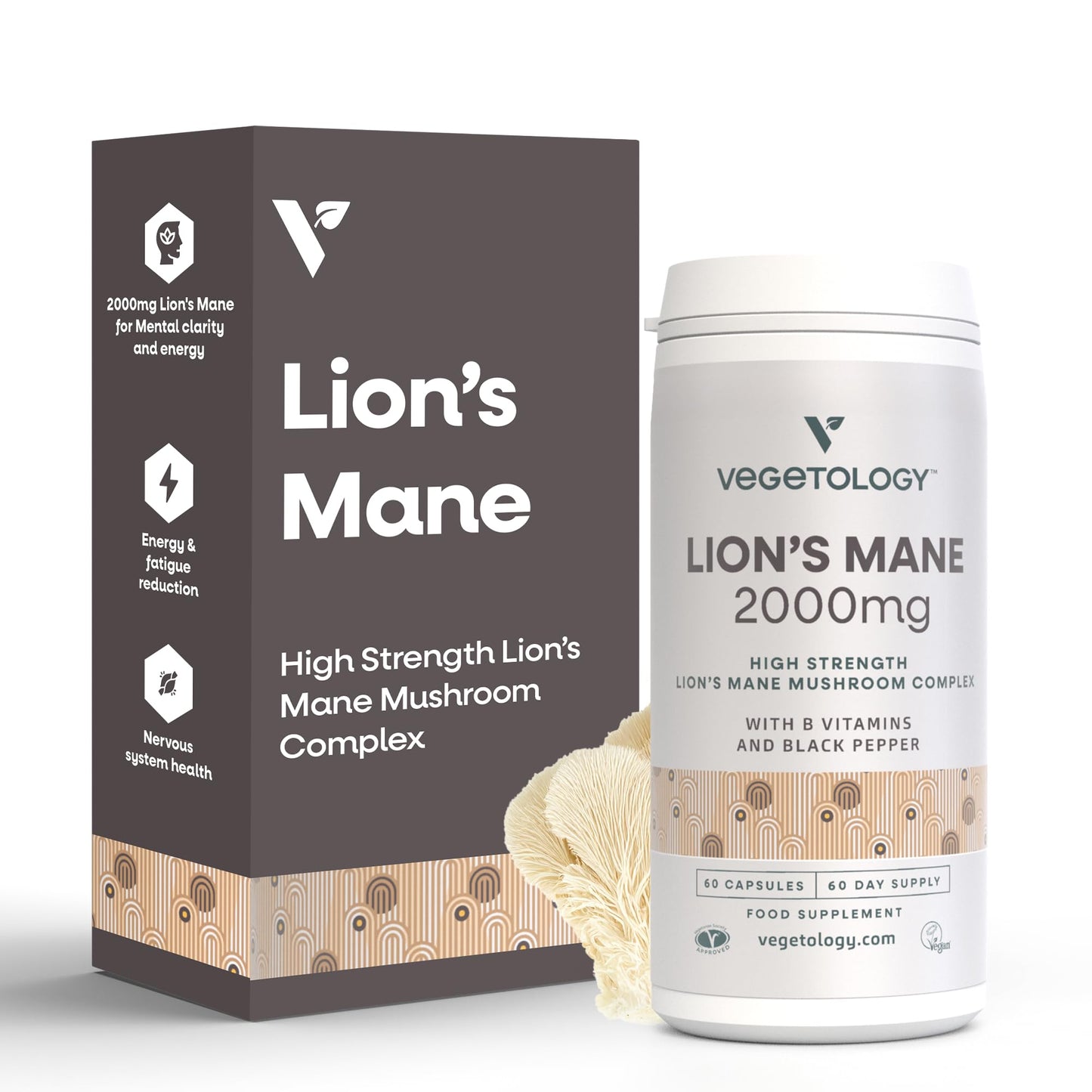 VEGETOLOGY Lions Mane Supplement Capsule 60 Count