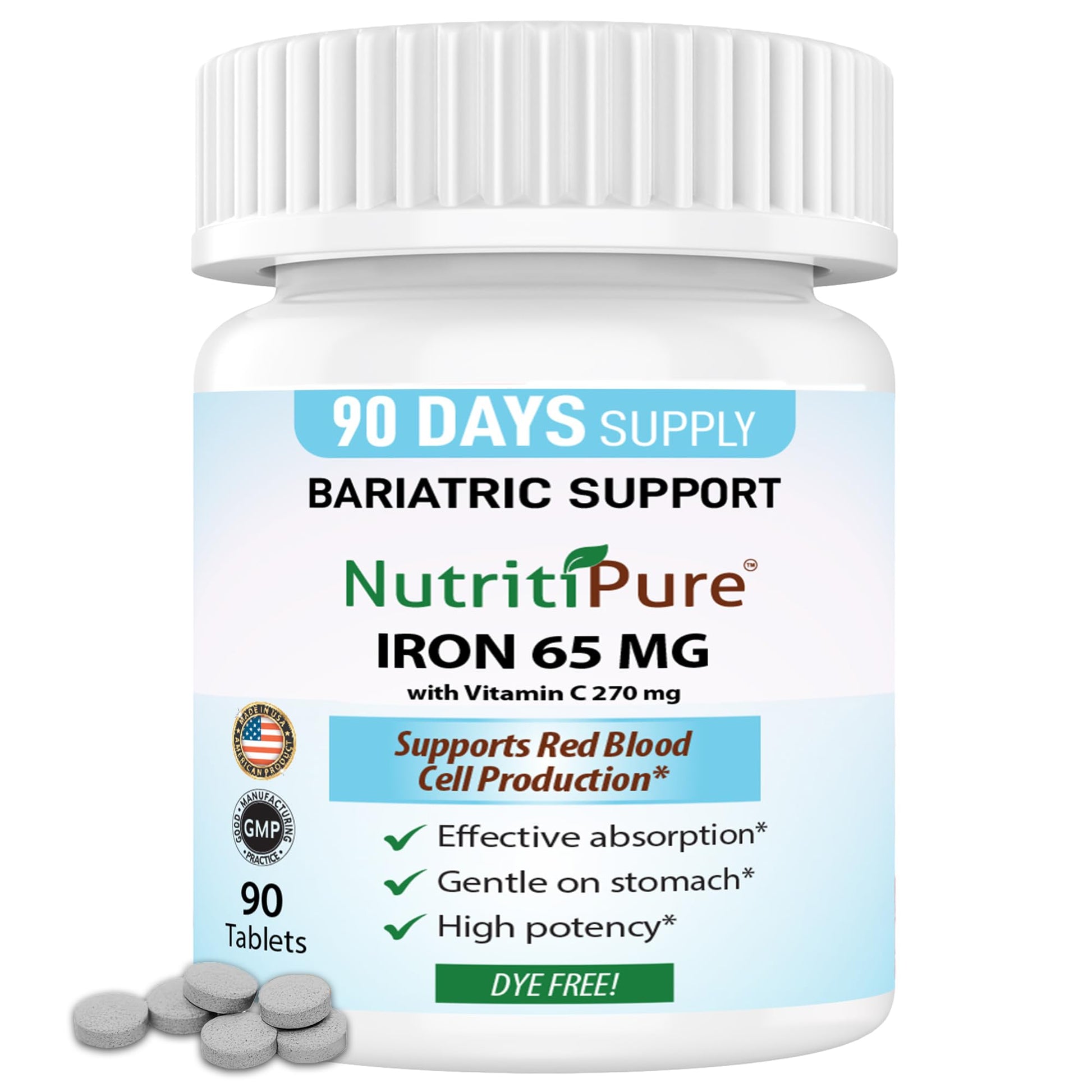 NutritiPure Iron Supplement Tablets 90 Count