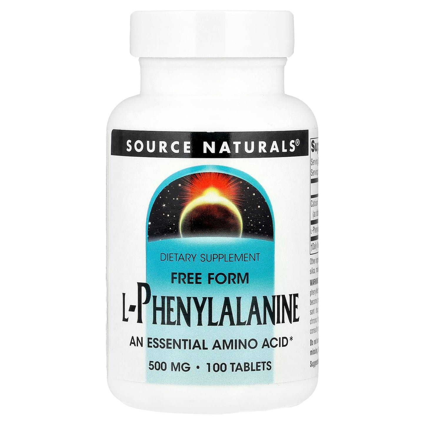 Source Naturals L-Phenylalanine Free Form Essential Amino Acid 500mg Tablet, 100 Tablets