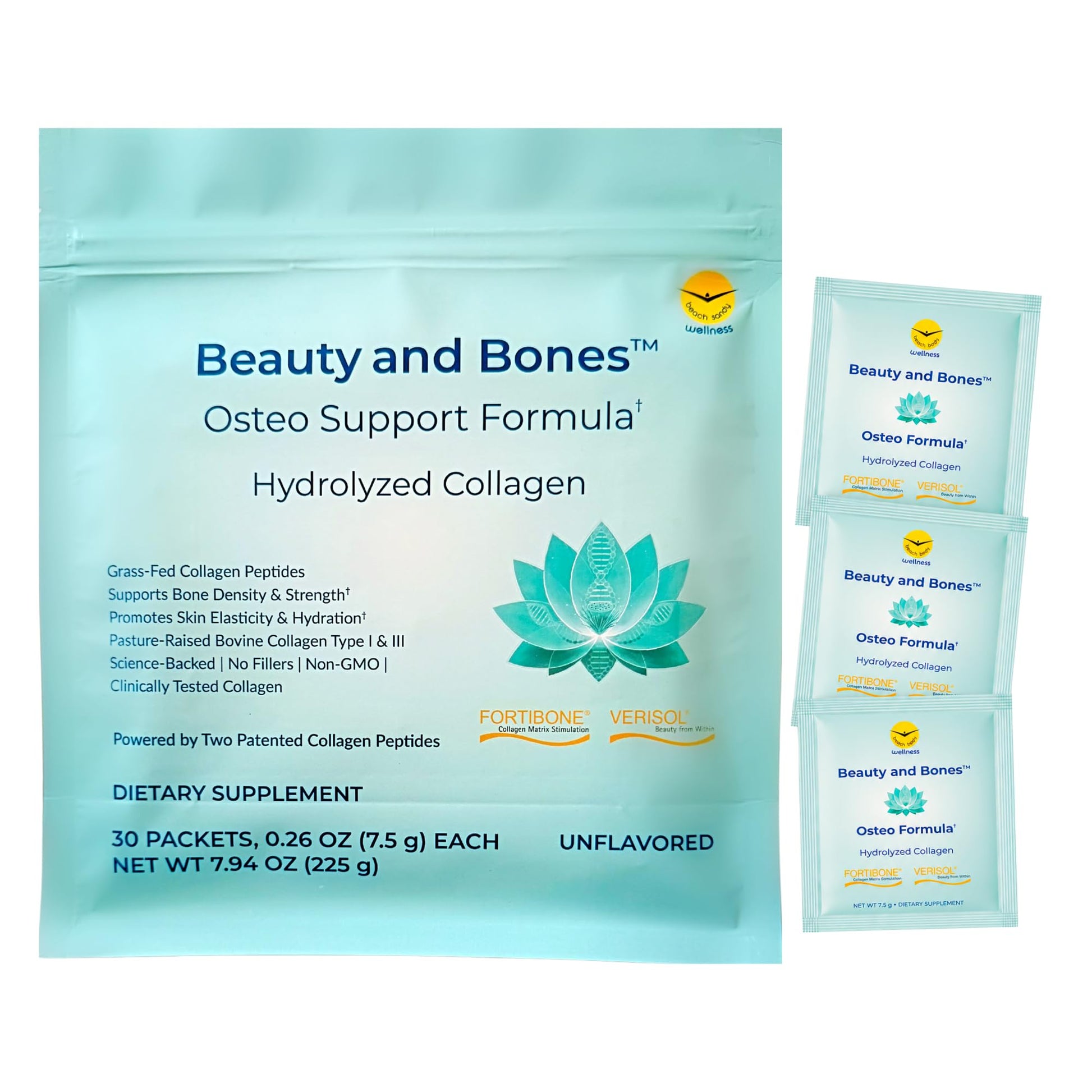 Beach Sandy Beauty and Bones Collagen Peptides for Women Powder 30 Sachets
