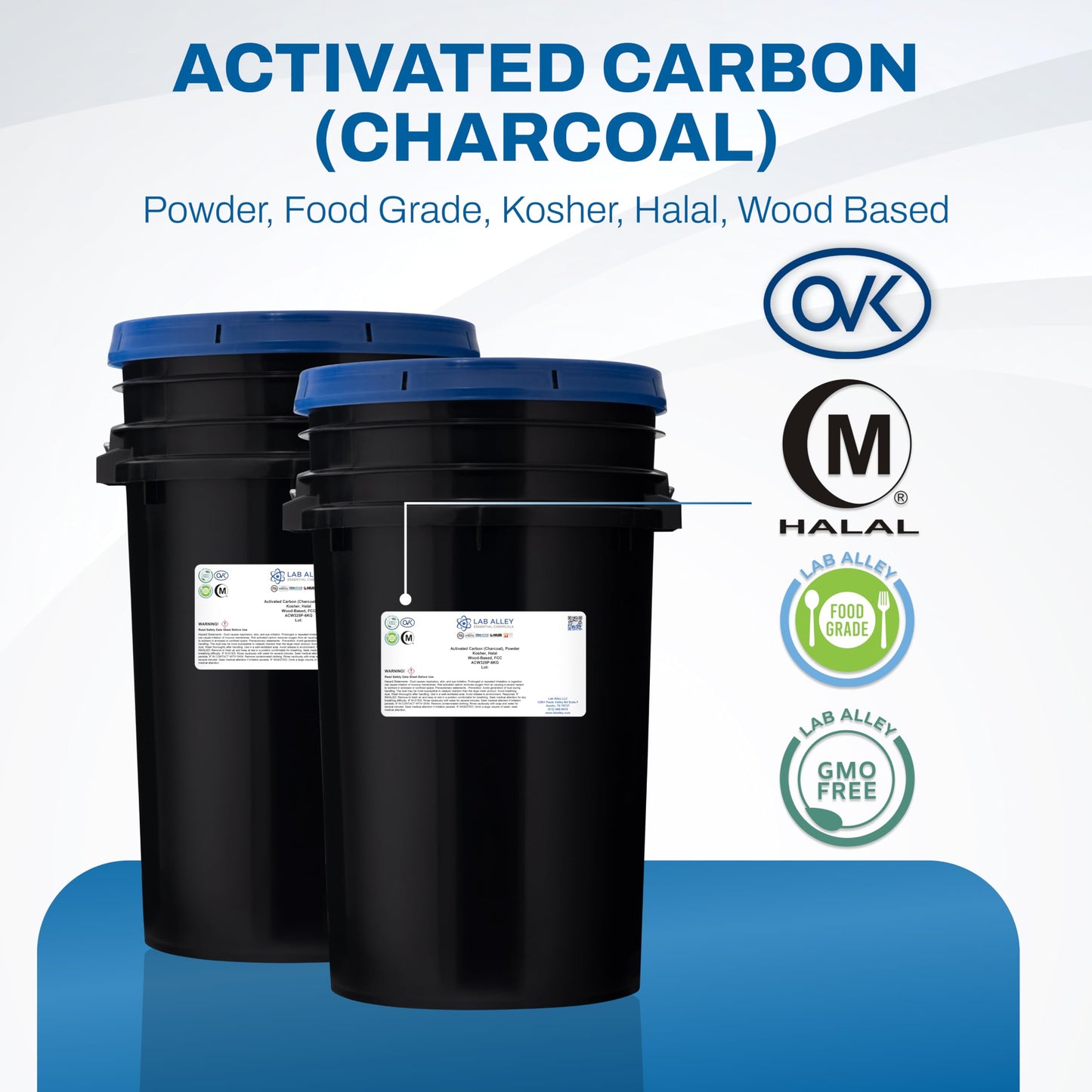Lab Alley Activated Charcoal Powder, 2 x 6 kg Containers