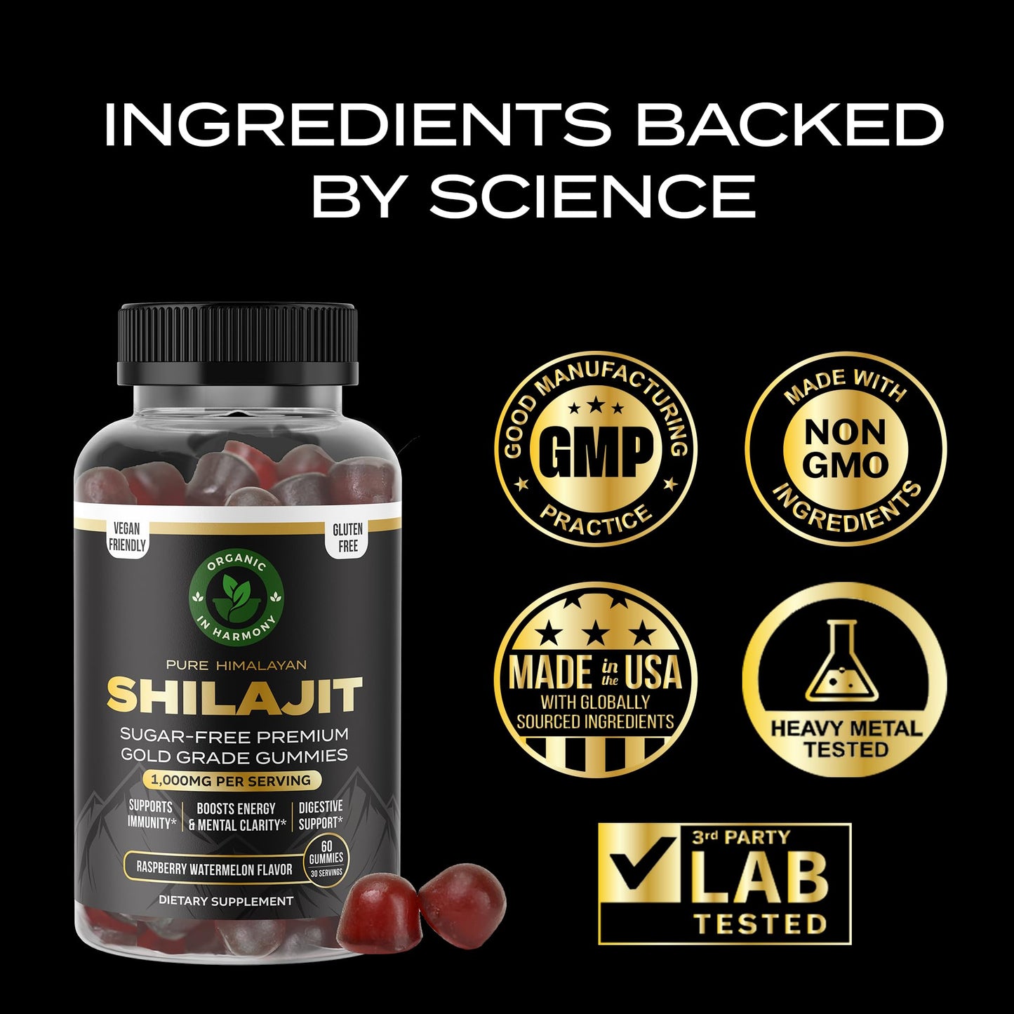Organic In Harmony Shilajit Gummies 60 Gummies