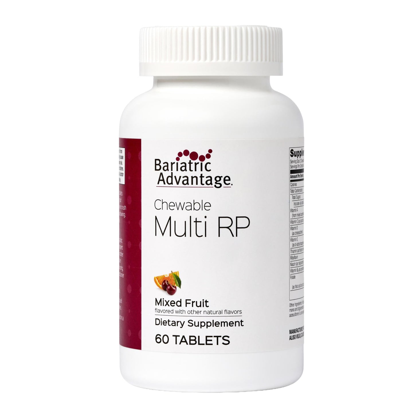 Bariatric Advantage Multi RP Multivitamin Tablet for Bariatric Surgery Patients with Iron, Copper, Vitamin C, A, Zinc & More - 100% DV of 18 Nutrients, Mixed Fruit, 60 Count