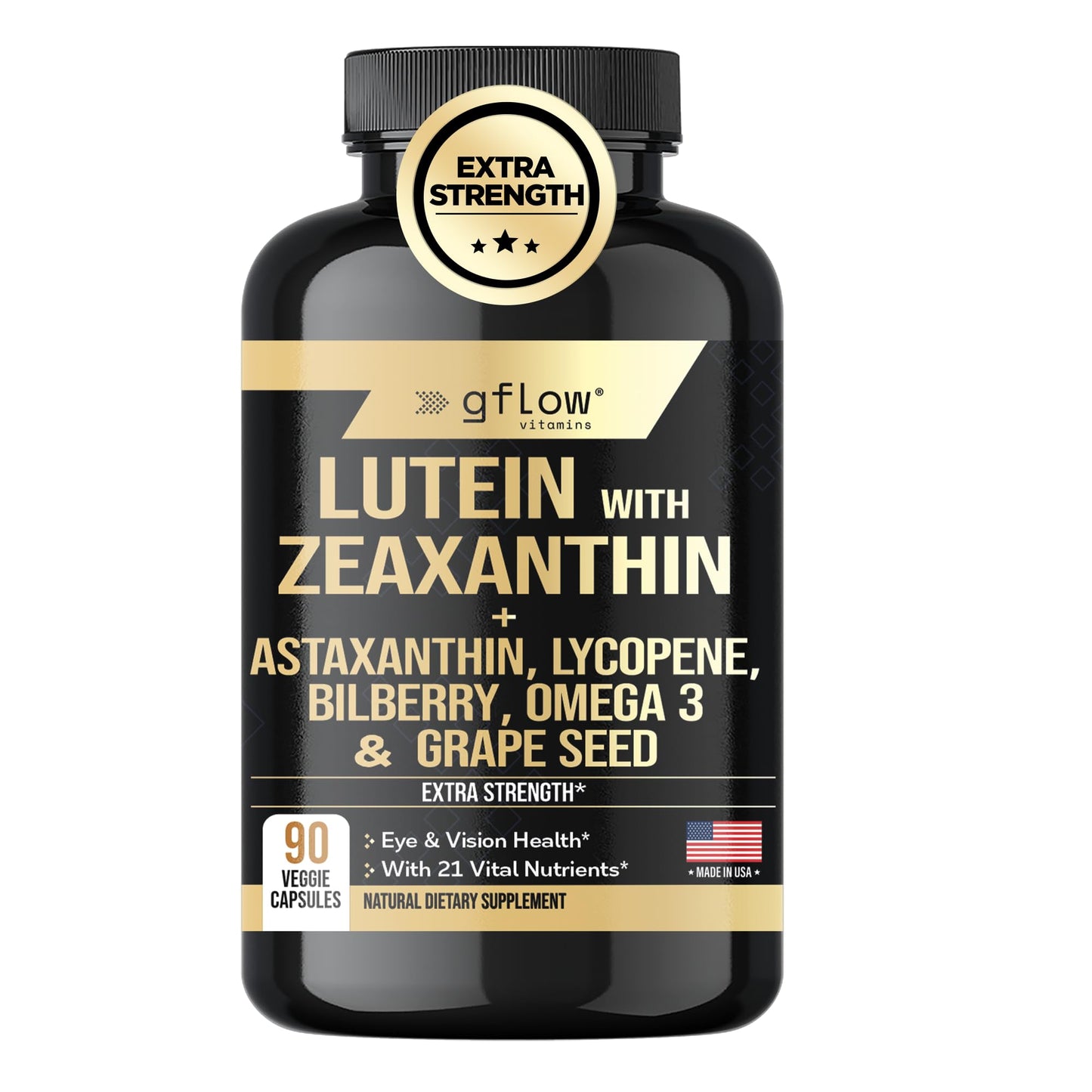 Gflow Vitamins Lutein and Zeaxanthin Supplements Capsules 90 Count