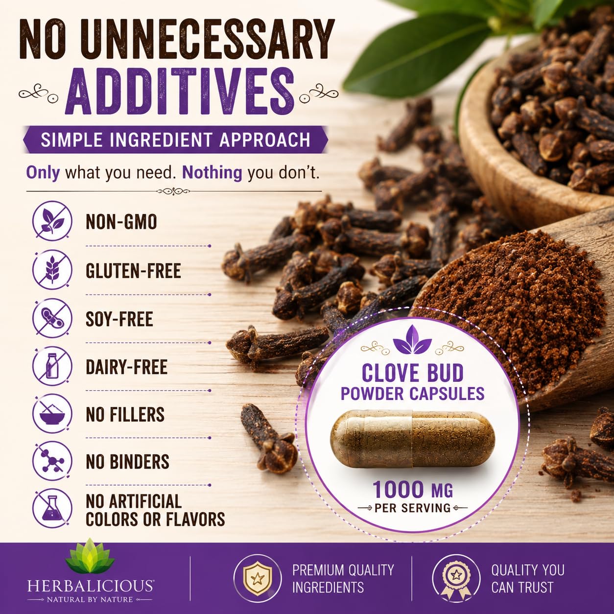 HERBALICIOUS Cloves Capsules 100 Count