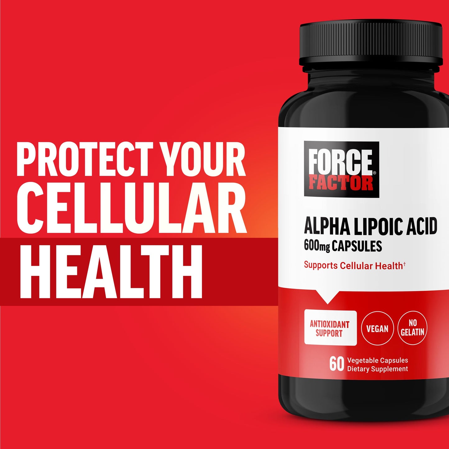 Force Factor Alpha Lipoic Acid 600mg Capsules, 60 Vegetable Capsules