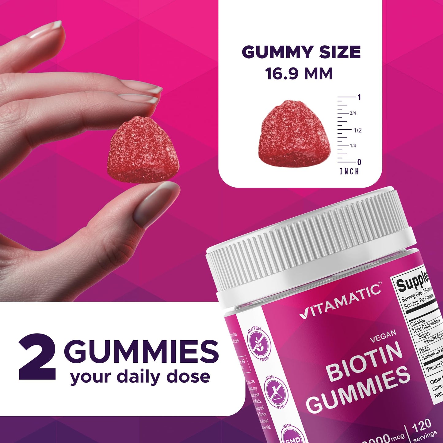 Vitamatic Biotin Gummies 10,000 mcg, 240 Count
