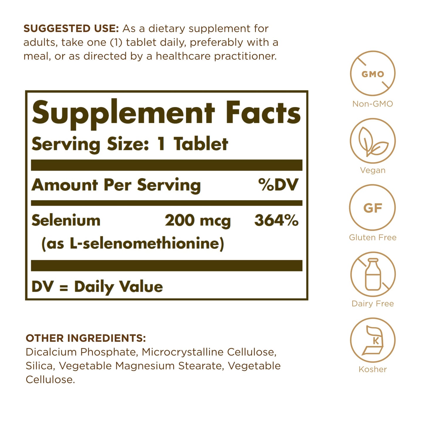 Solgar Yeast-Free Selenium 200 mcg Tablets, 500 Total Servings