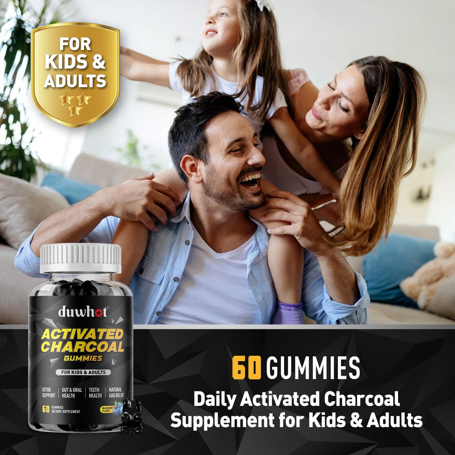 duwhot Activated Charcoal Gummies for Kids 60 Count