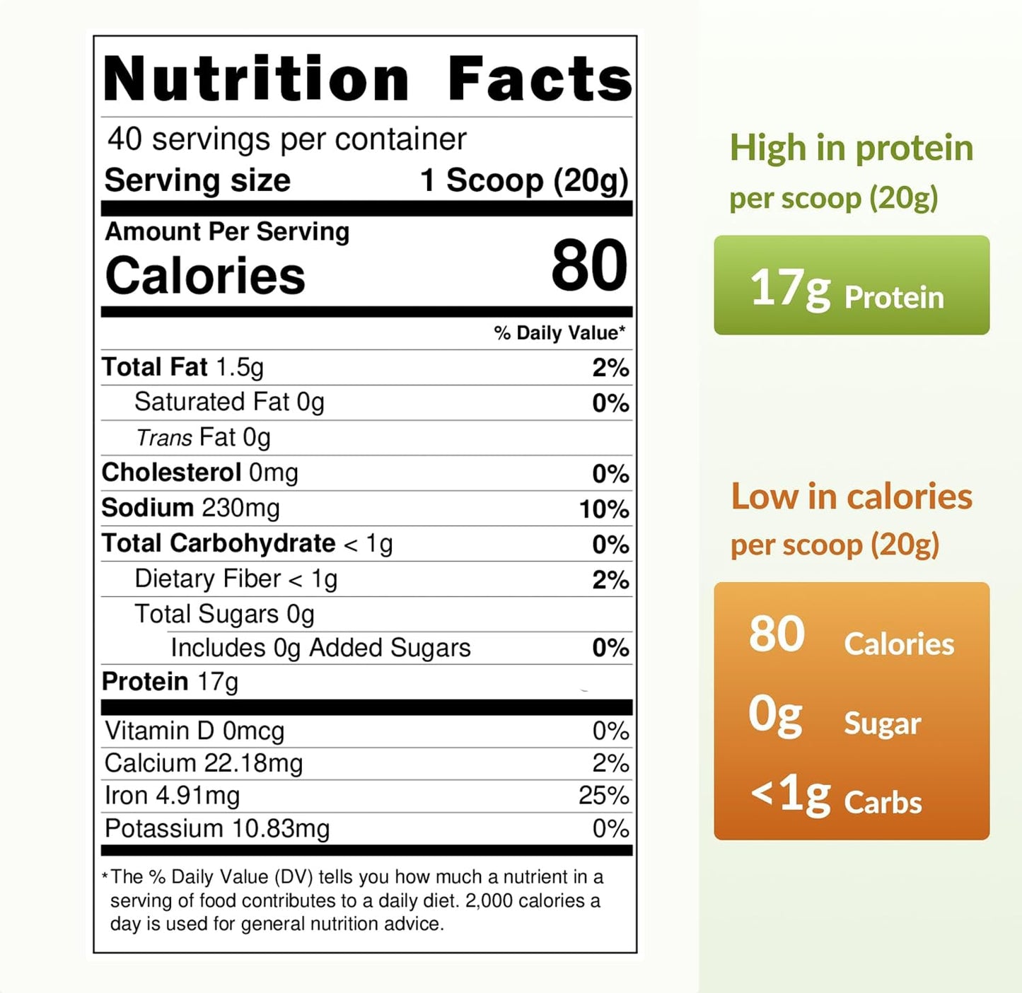 NAMANNA Pure Pea Protein Powder, 1.8 lb, 40 Servings